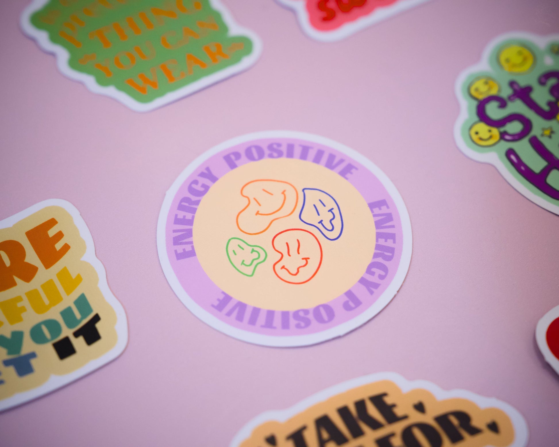 Positive, motivational stickers, set.