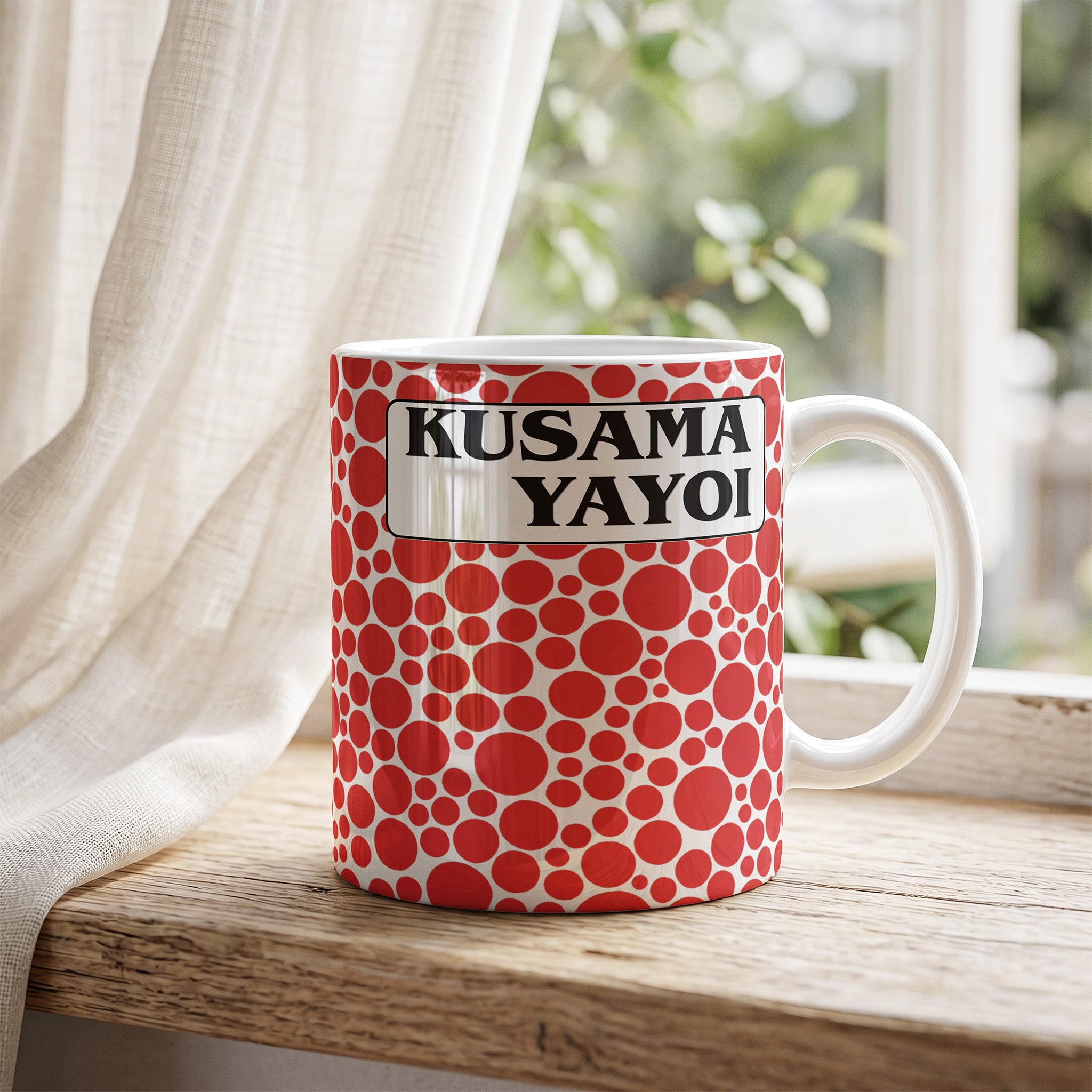 Yayoi Kusama Red Polka Dots - Ceramic Art Mug | CheddarArt