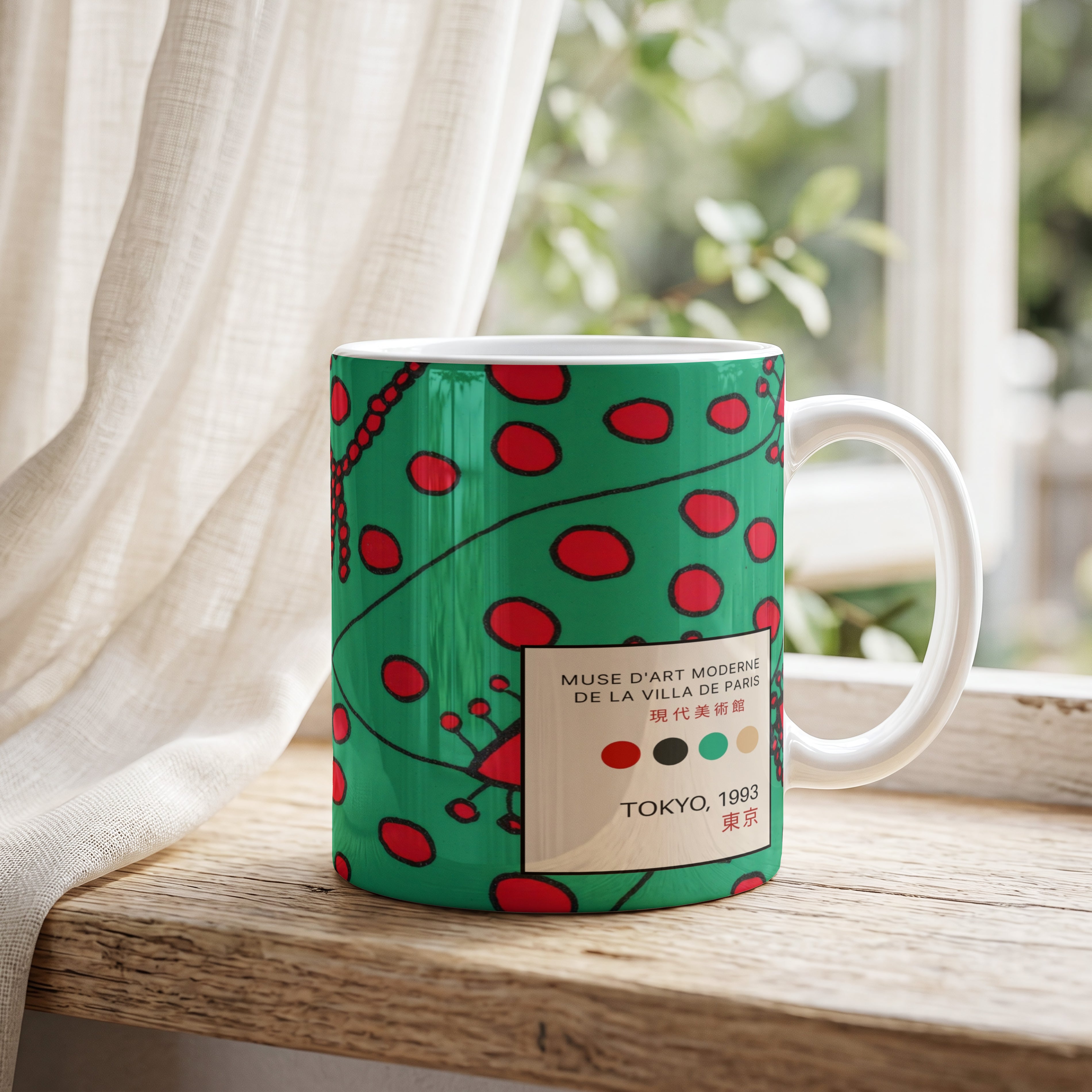 Yayoi Kusama Tokyo 1993 Green - Ceramic Art Mug | CheddarArt