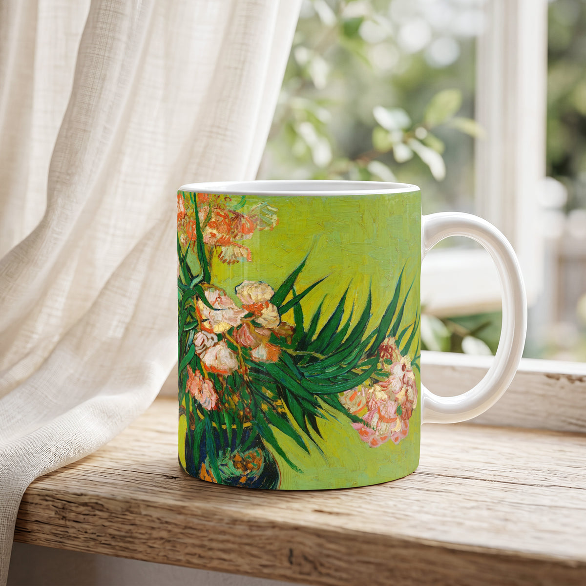 Van Gogh Oleanders - Ceramic Art Coffee Mug | CheddarArt