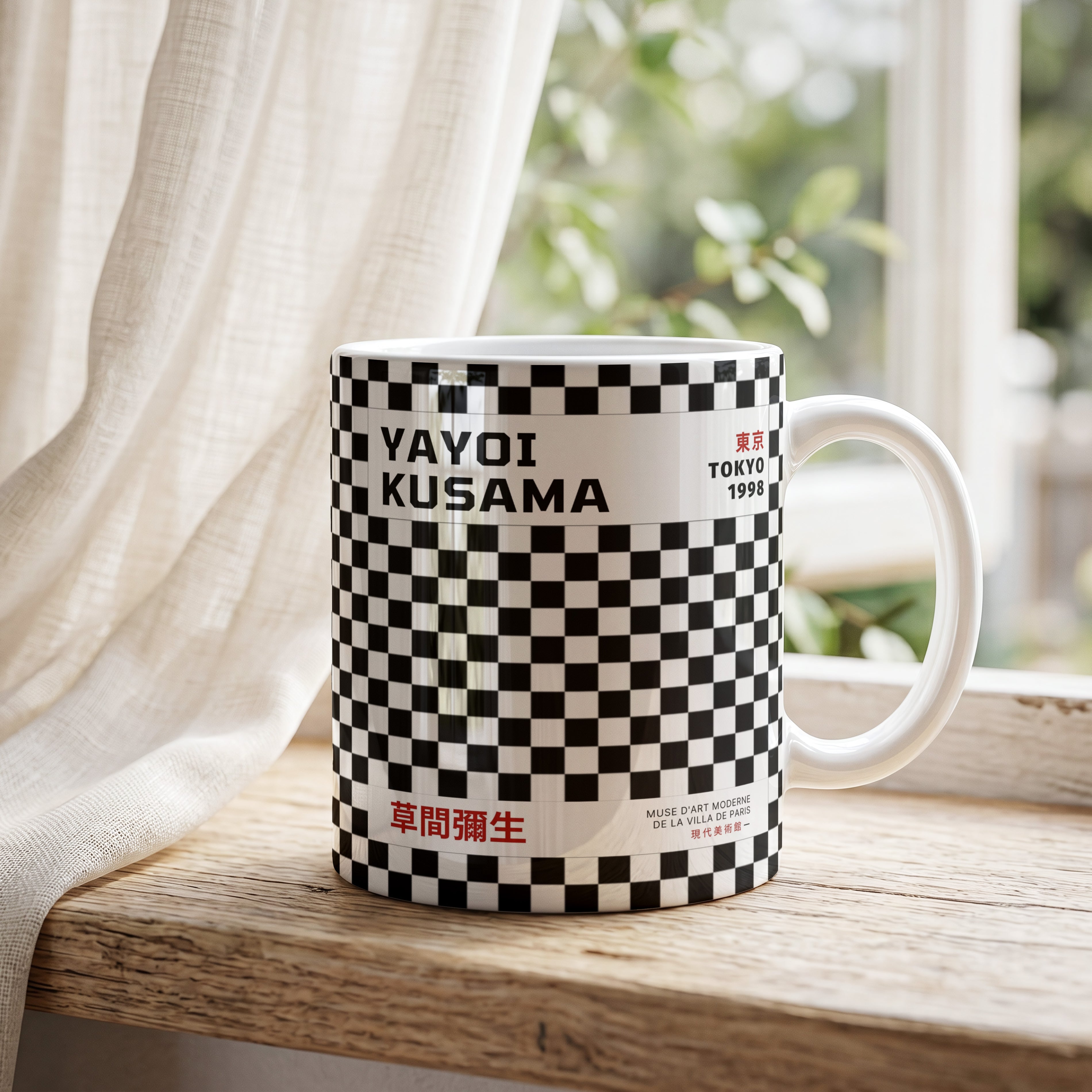 Yayoi Kusama Tokyo 1998 Checkerboard - Ceramic Mug | CheddarArt