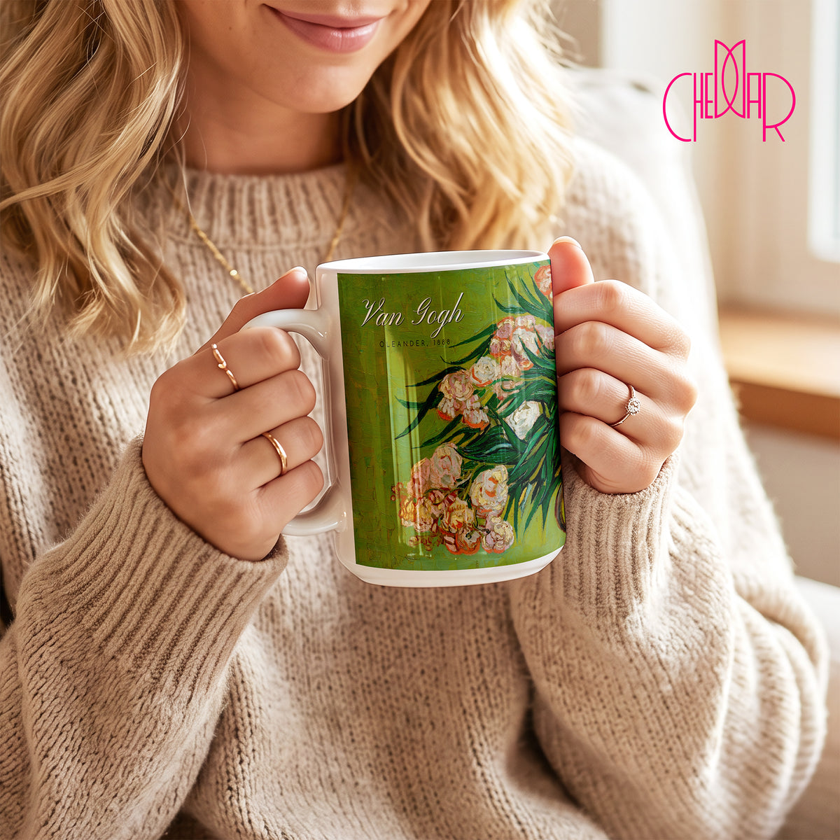 Van Gogh Oleanders - Ceramic Art Coffee Mug | CheddarArt