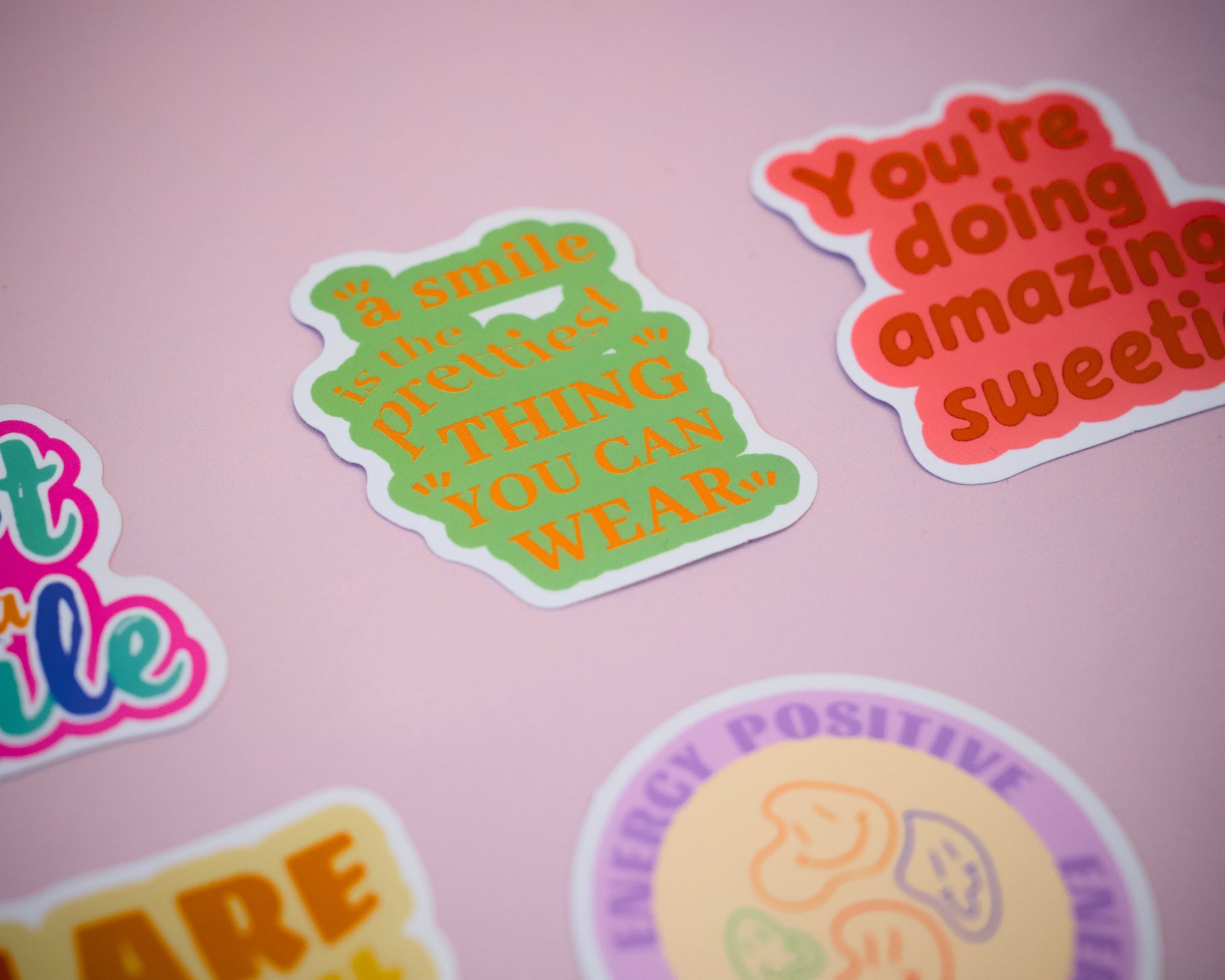 Positive, motivational stickers, set.