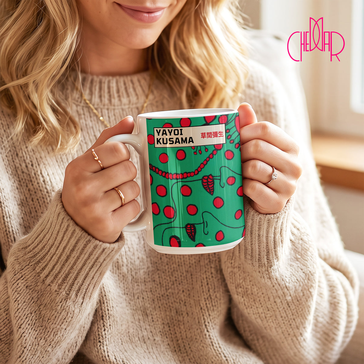 Yayoi Kusama Tokyo 1993 Green - Ceramic Art Mug | CheddarArt