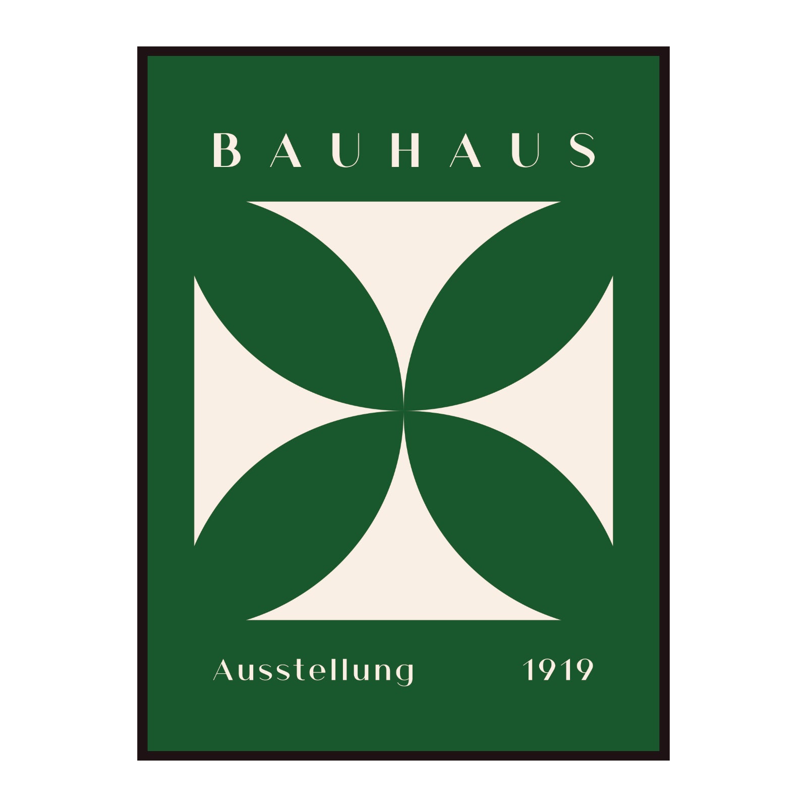 Bauhaus poster green flower in beige square