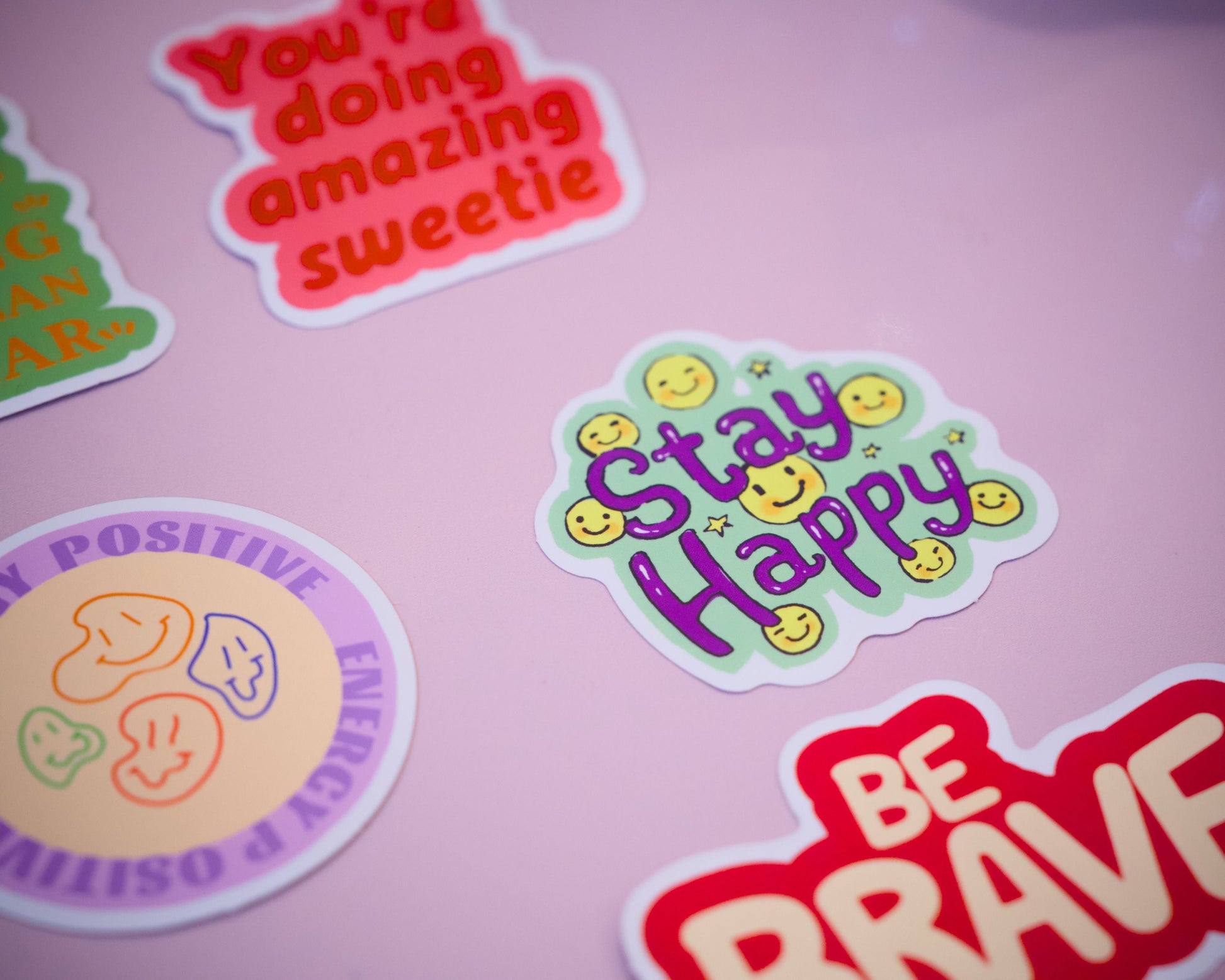 Positive, motivational stickers, set.