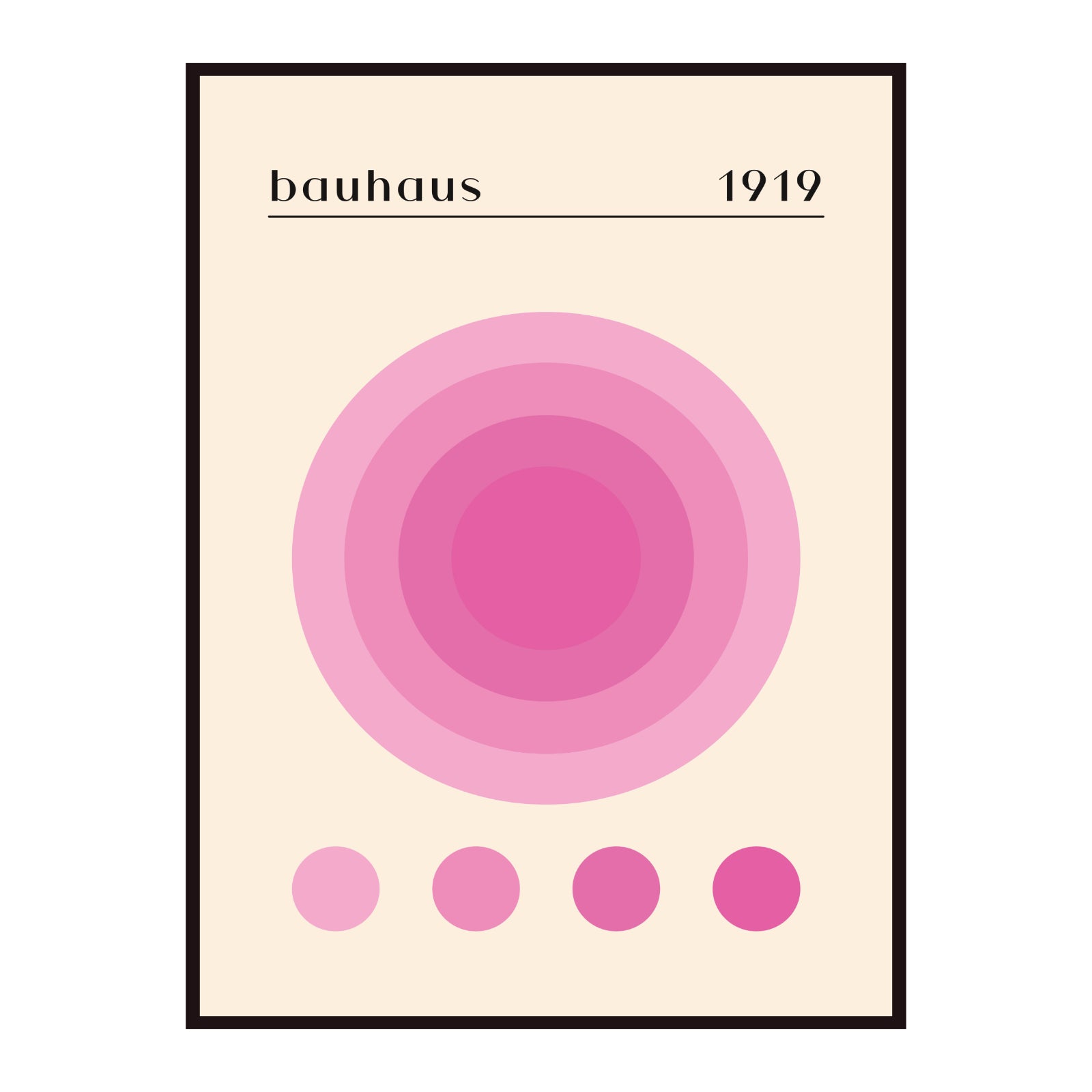 Bauhaus poster pink energy circle on beige background, retro