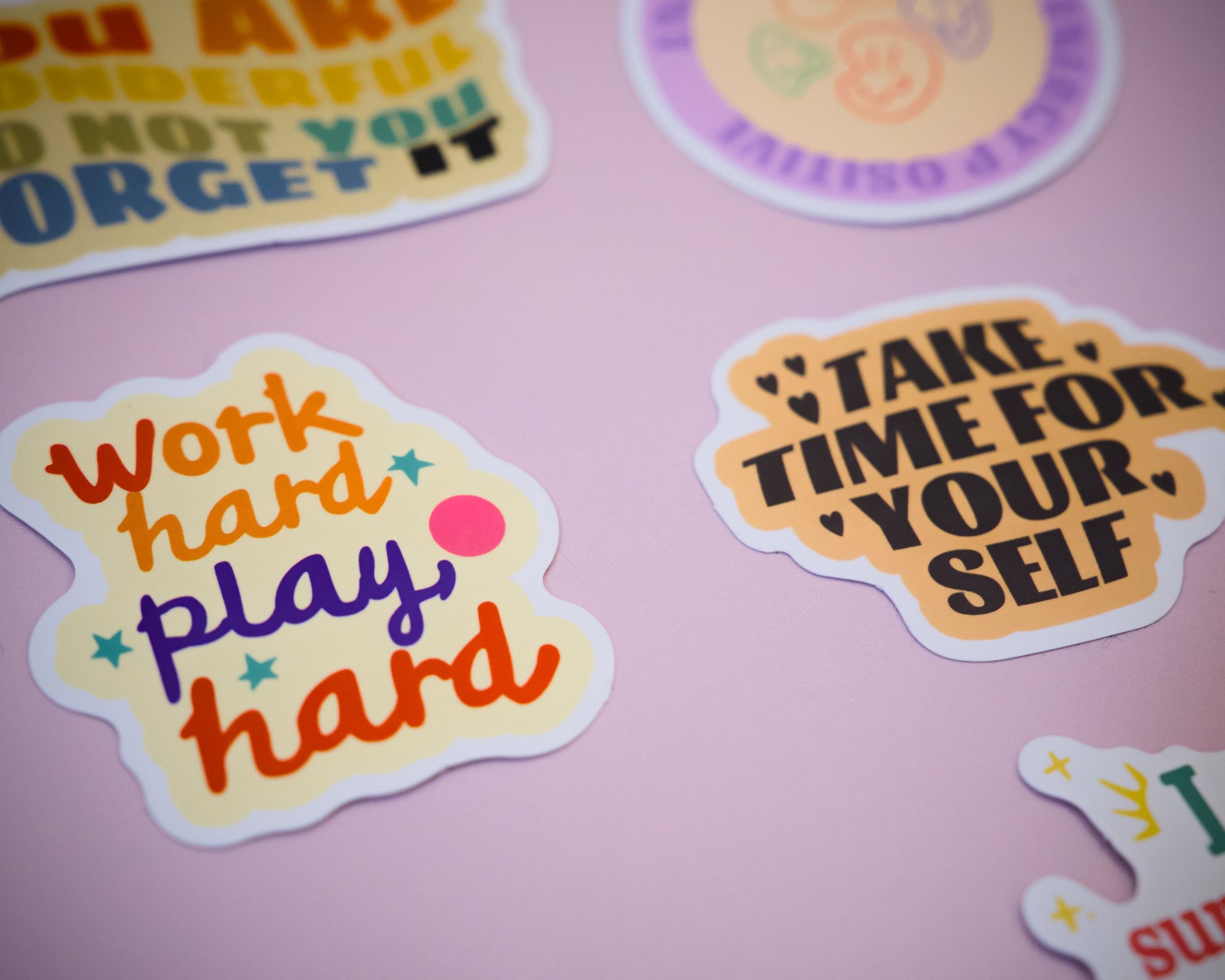 Positive, motivational stickers, set.