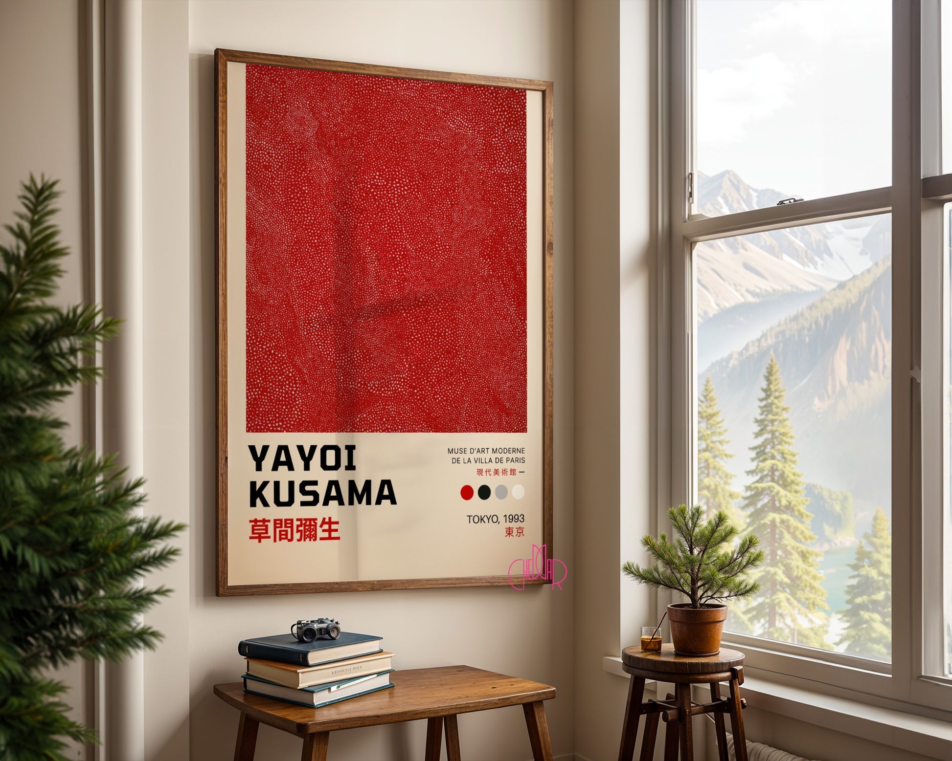 Yayoi Kusama Red Polka Dots poster, Tokyo, Japan, Museum in Paris 