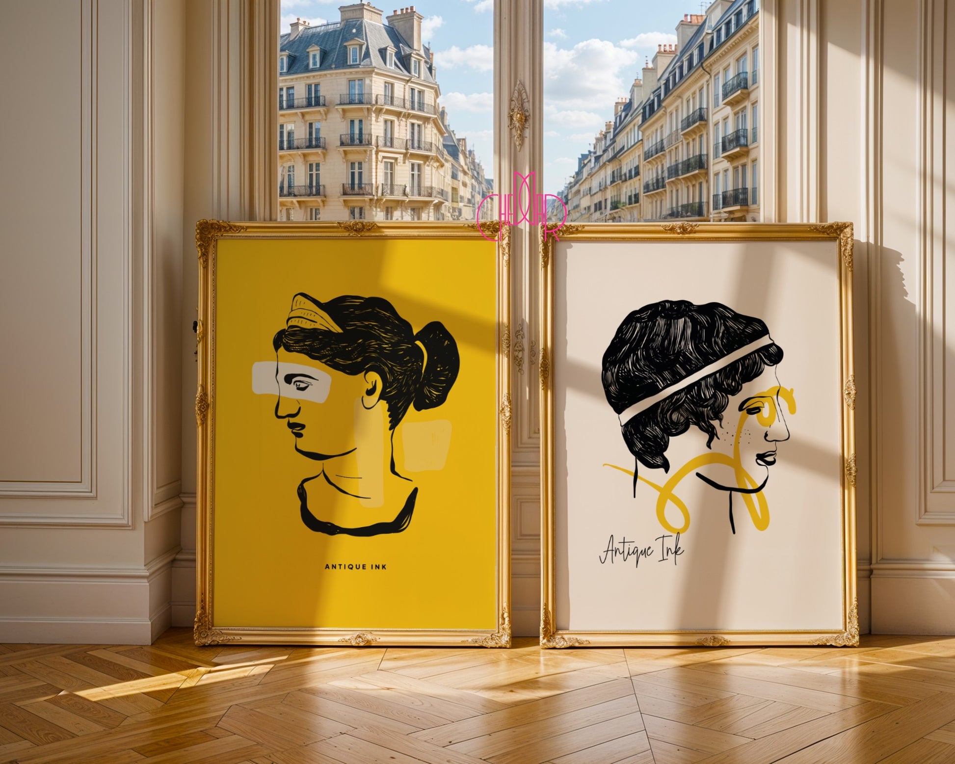 Modern Art Ancient Ink Poster, Antique Set, Classic