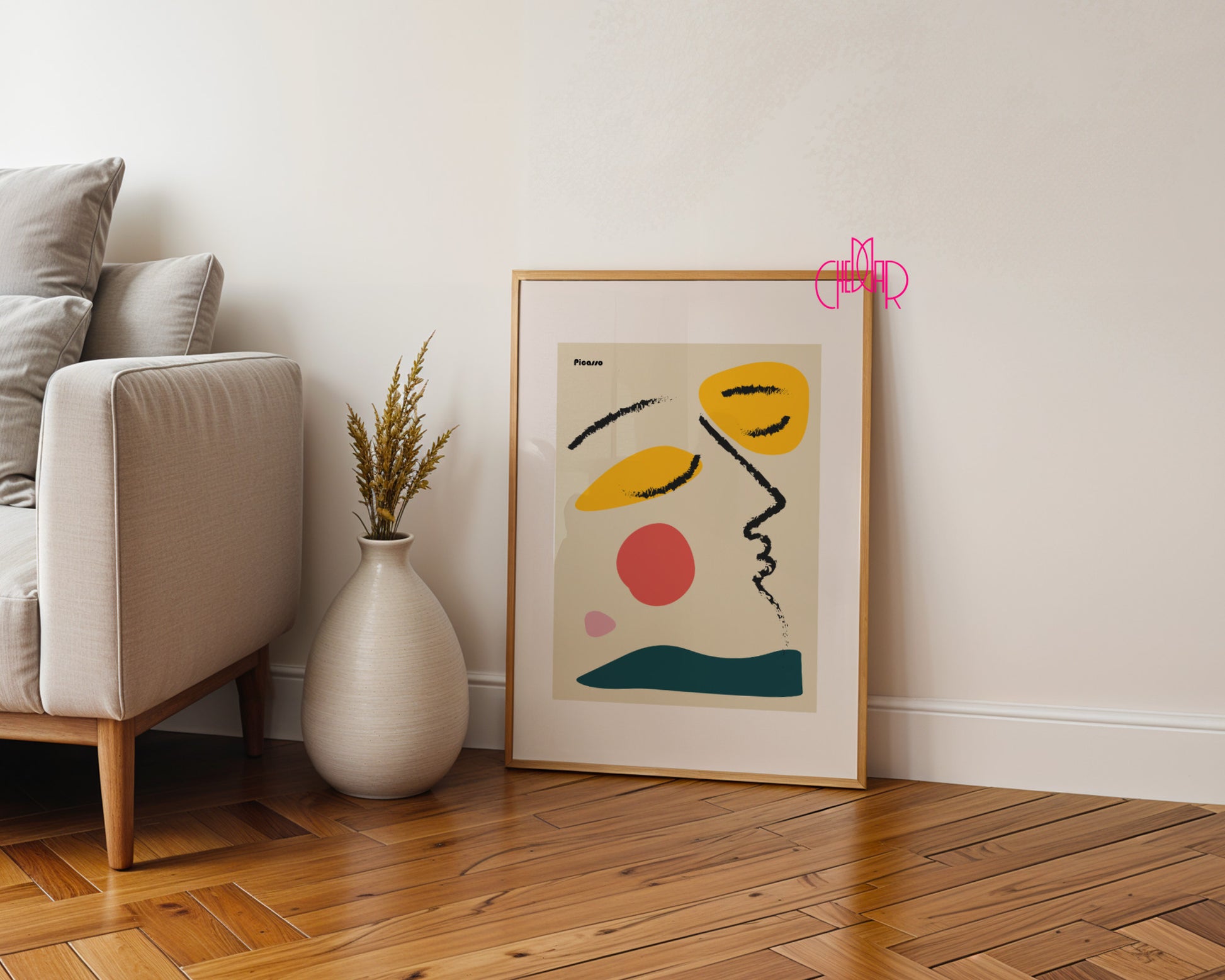 Pablo Picasso – Minimalist Abstract Profile & Warm Shapes