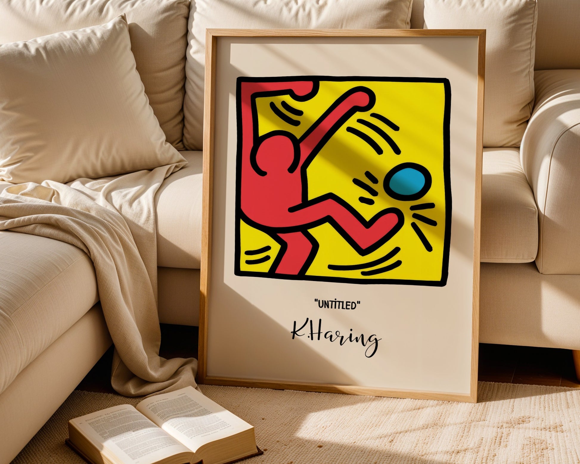 Keith Haring Untitled poster, figure with ball, street art, pop art