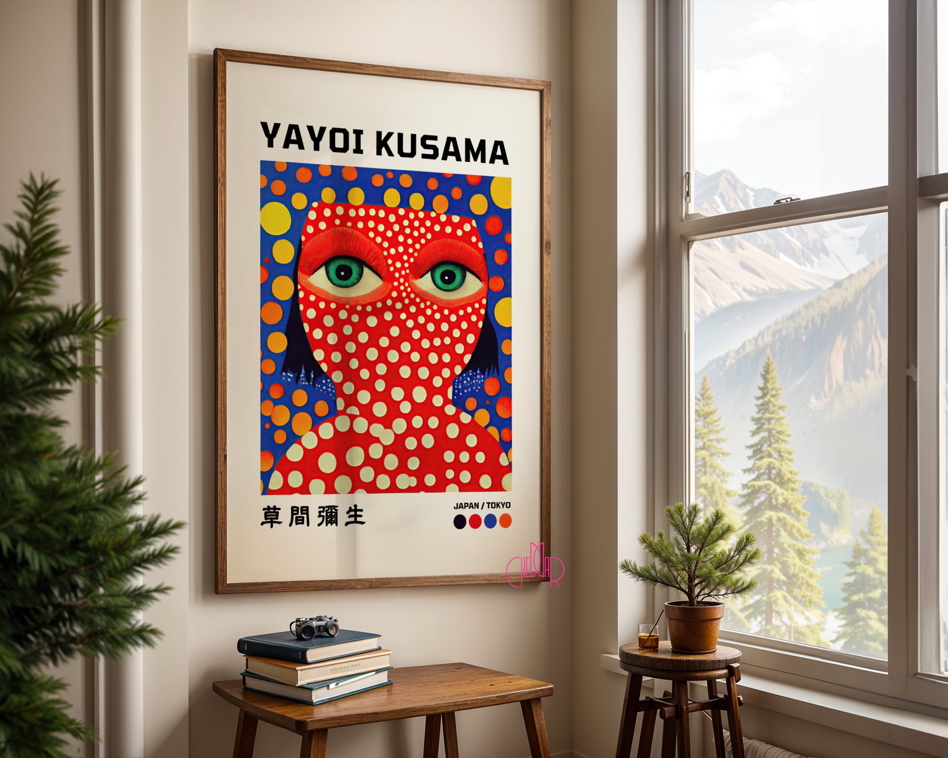Yayoi Kusama's Faces on a Green Background poster, Japan, Tokyo, 1993