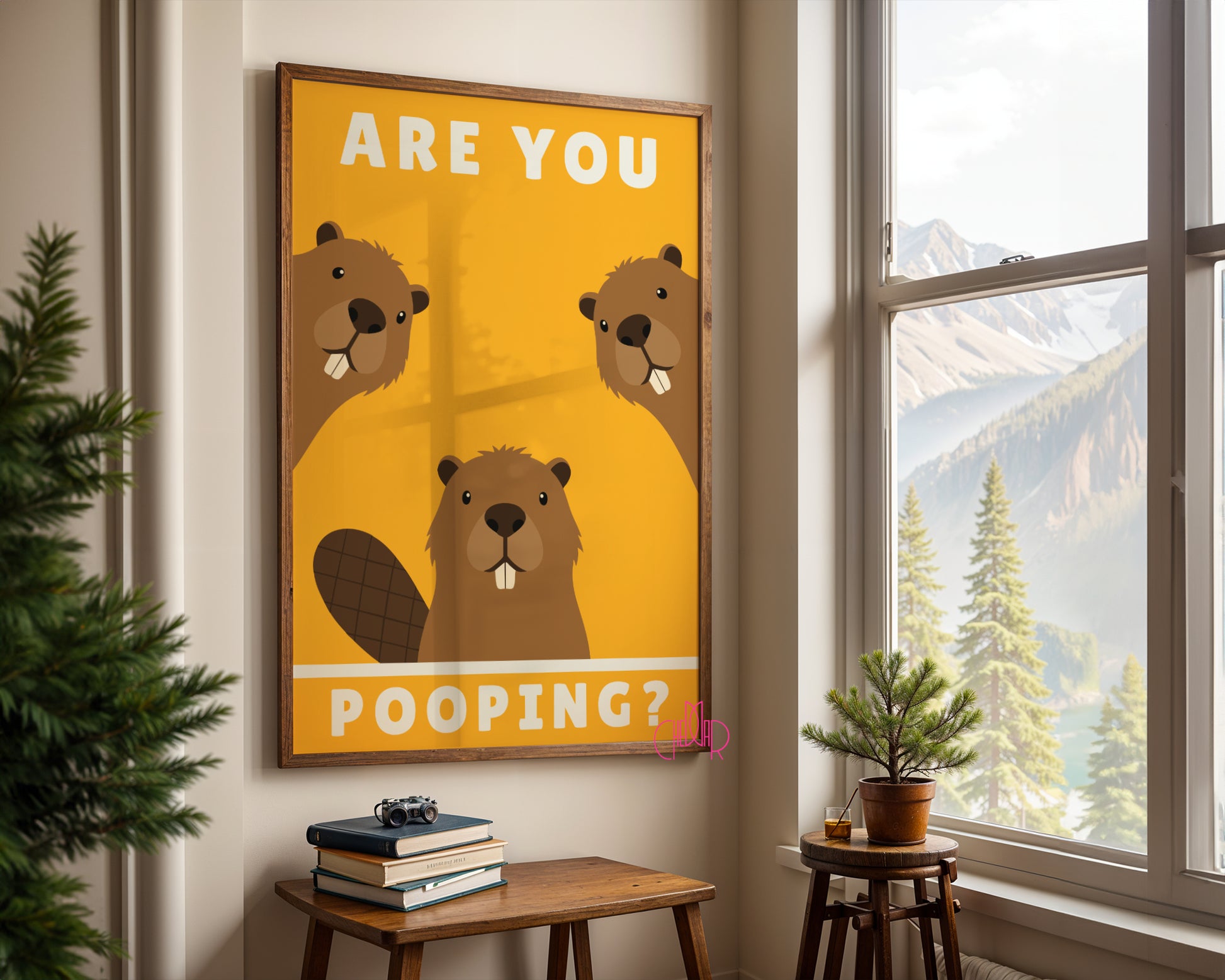 Funny "Are You Pooping?" poster with Beavers