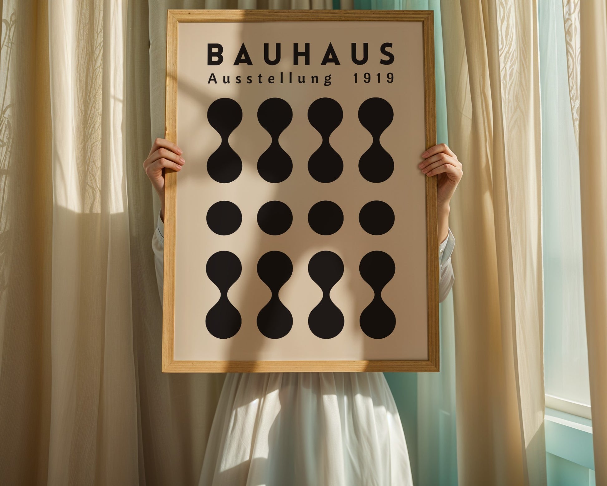 Bauhaus poster – Black dots on a beige background, exhibition 1919