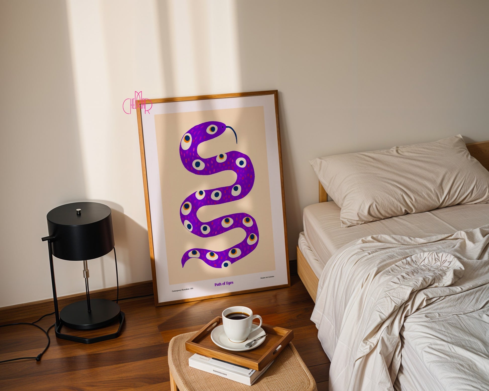 Path of Eyes poster, Snake with eyes, modernism, contemporary art