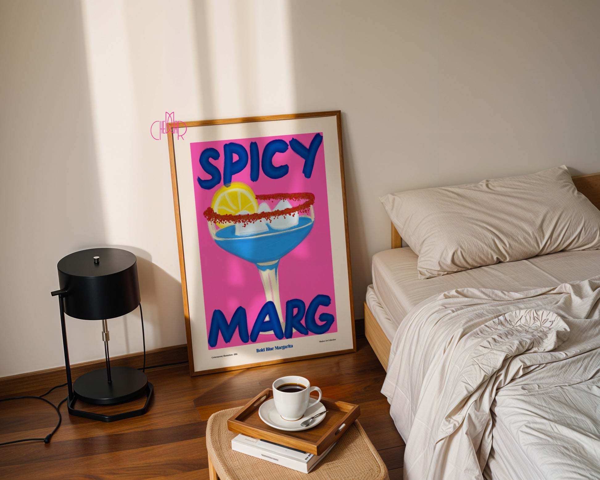 Spicy Margarita Poster, Bold Blue Margarita, Contemporary Art