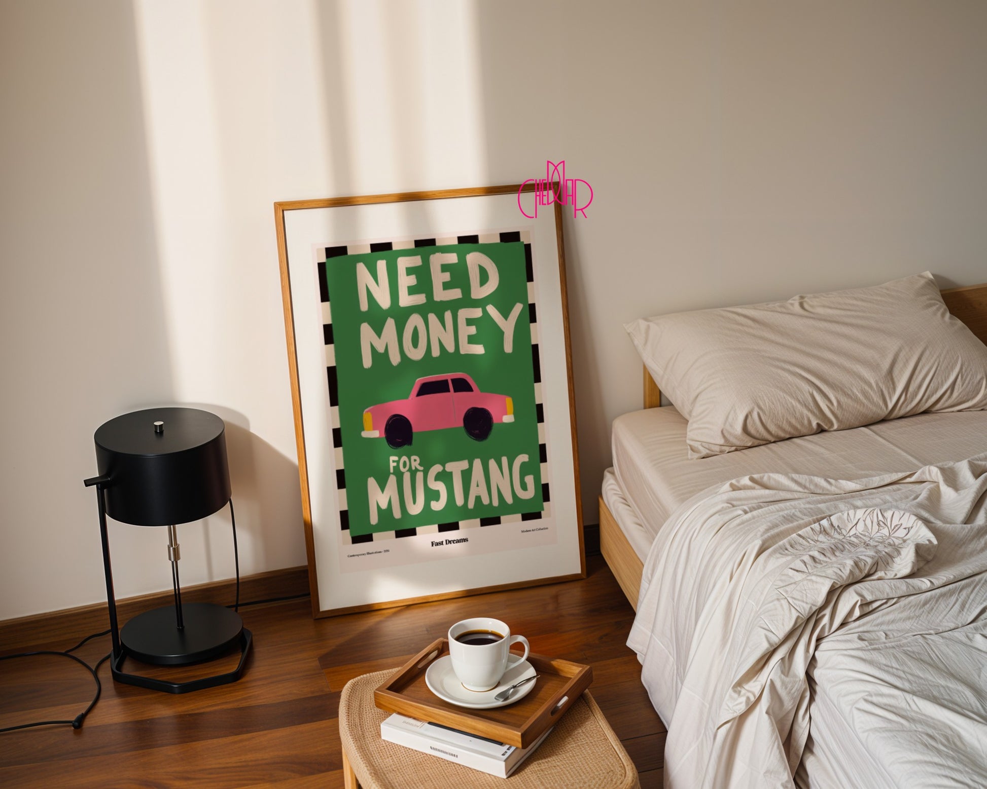 Need Money For Mustang poster, fast dreams, modernism