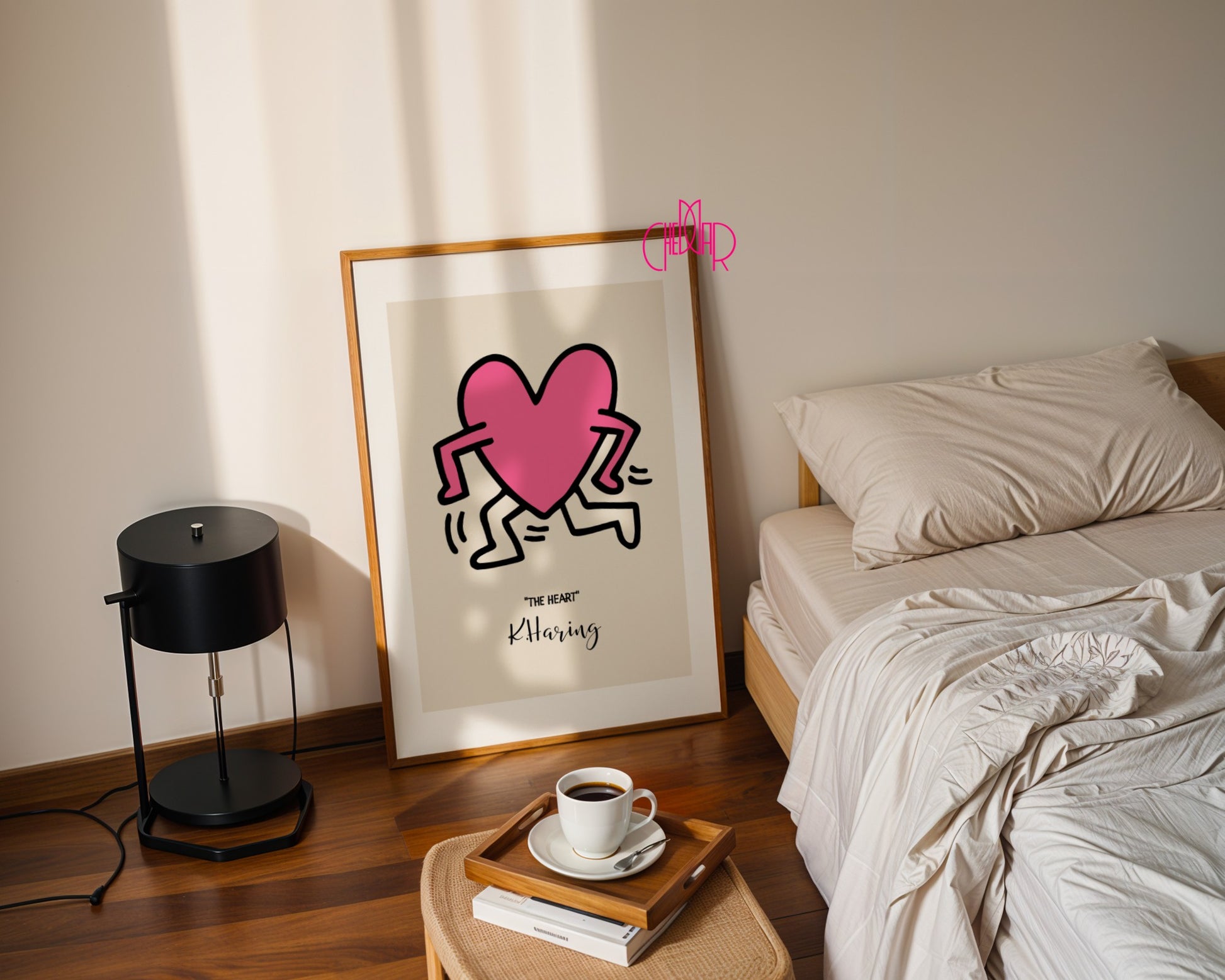 Keith Haring The Heart poster, pink heart, street art, pop art
