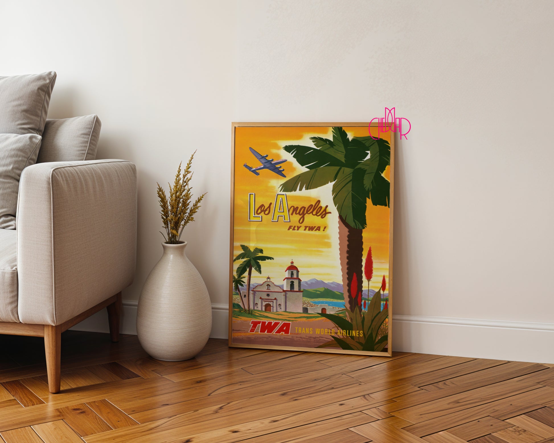 Poster Los Angeles – Fly TWA, Vintage, Retro, USA