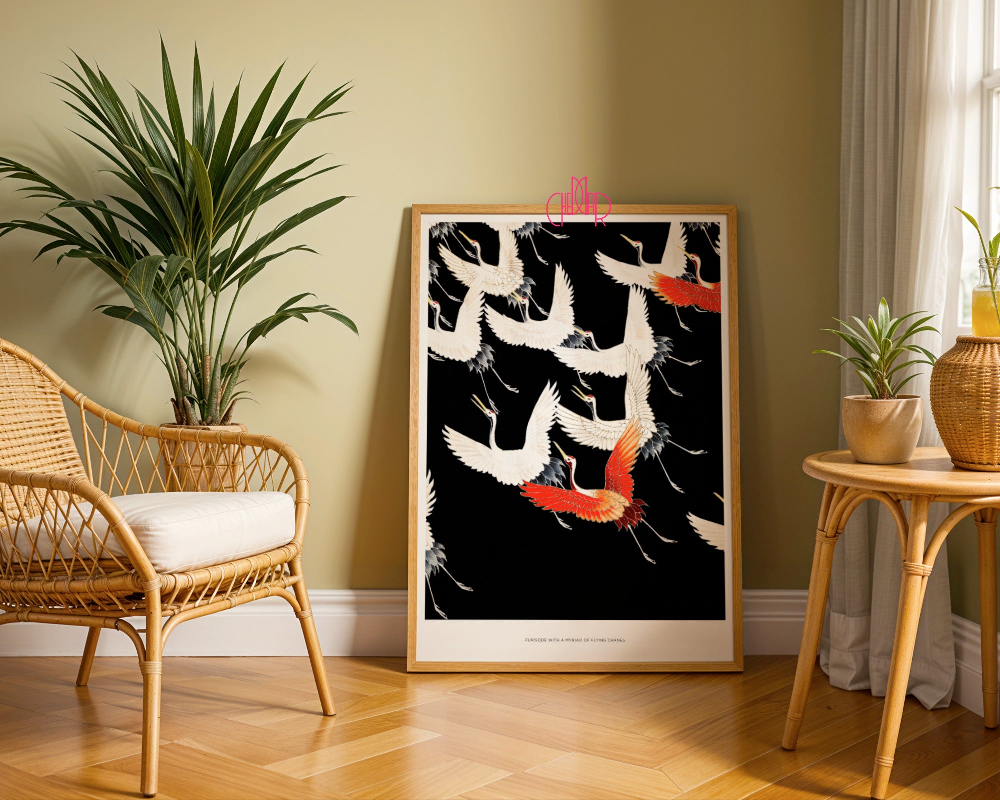 Japanese Cranes – Furisode: Myriad of Flying Cranes