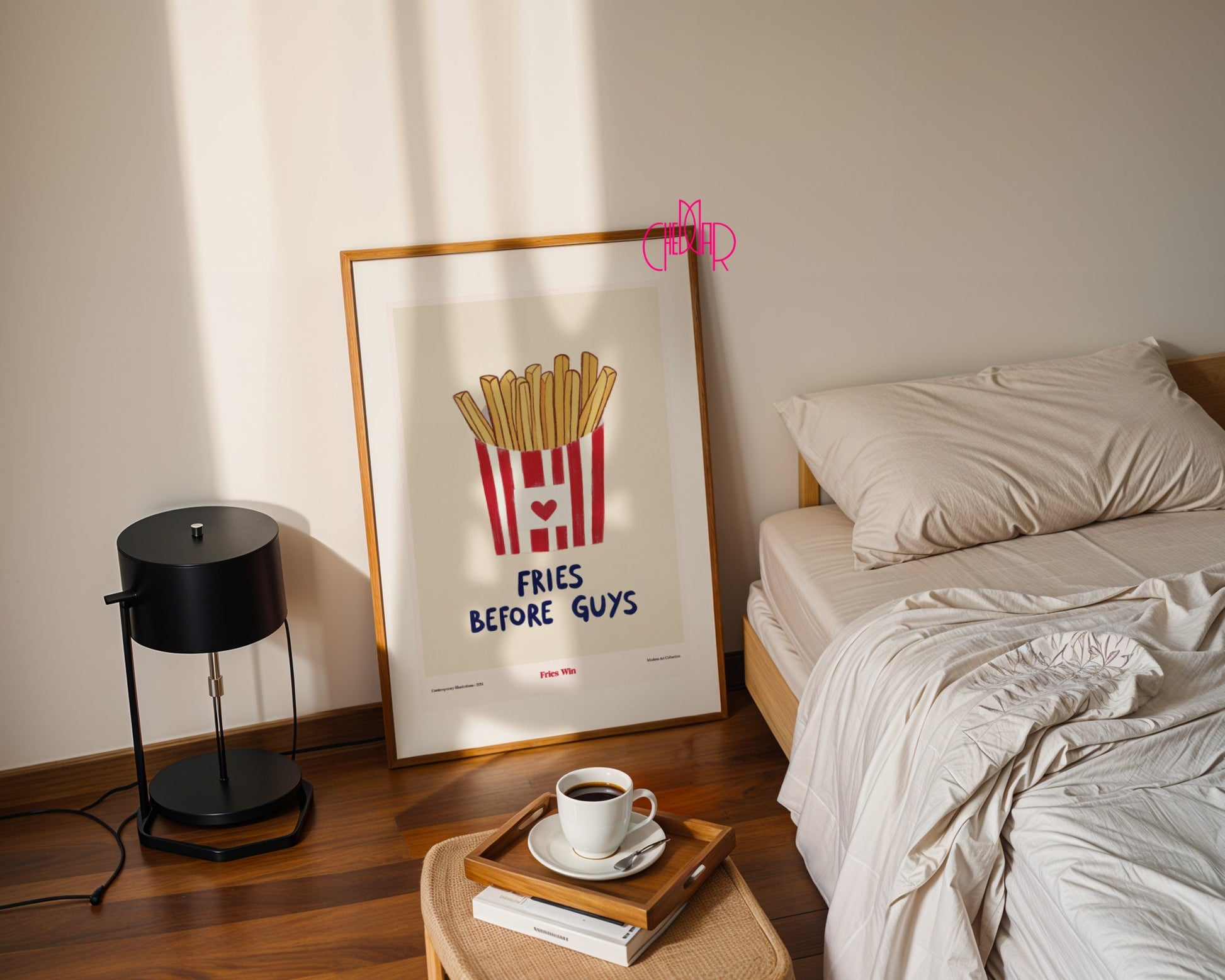 Fries Before Guys poster - Fries Win, contemporary art, modernism
