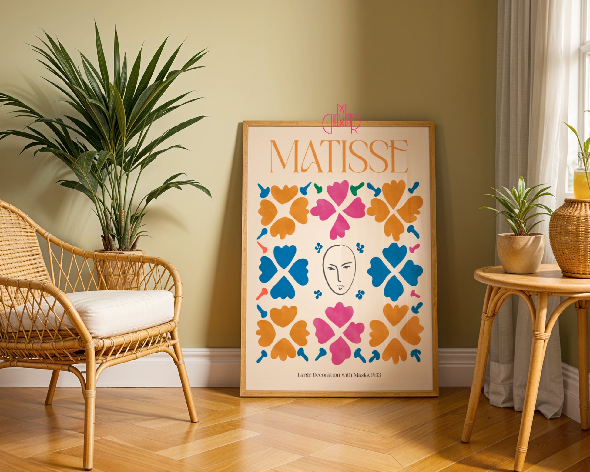 Kwiatowa Symetria: Mask & Petals – Matisse, Large Decoration with Masks