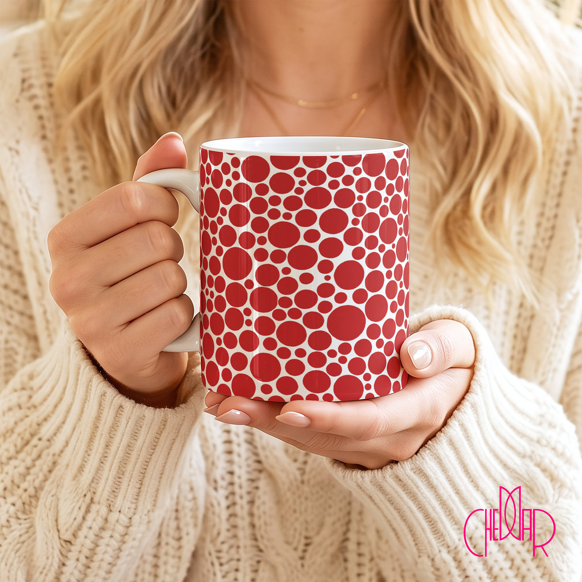 Yayoi Kusama Red Polka Dots - Ceramic Art Mug | CheddarArt