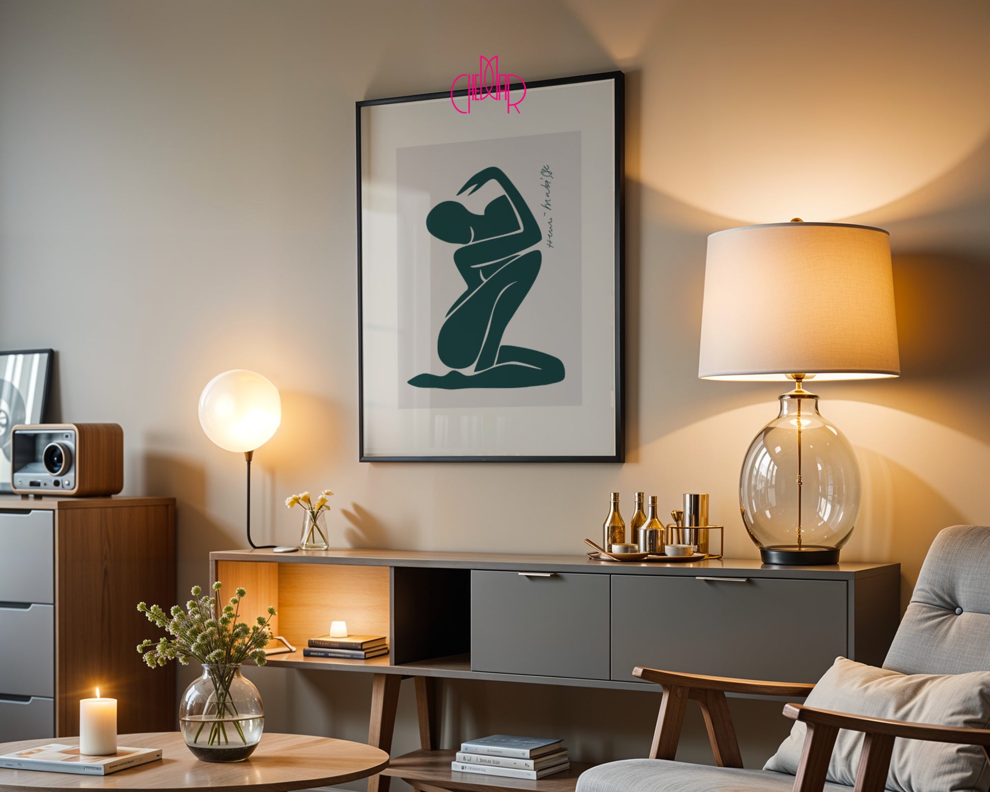 Matisse Green Nude – Minimalist Sage Abstract Poster