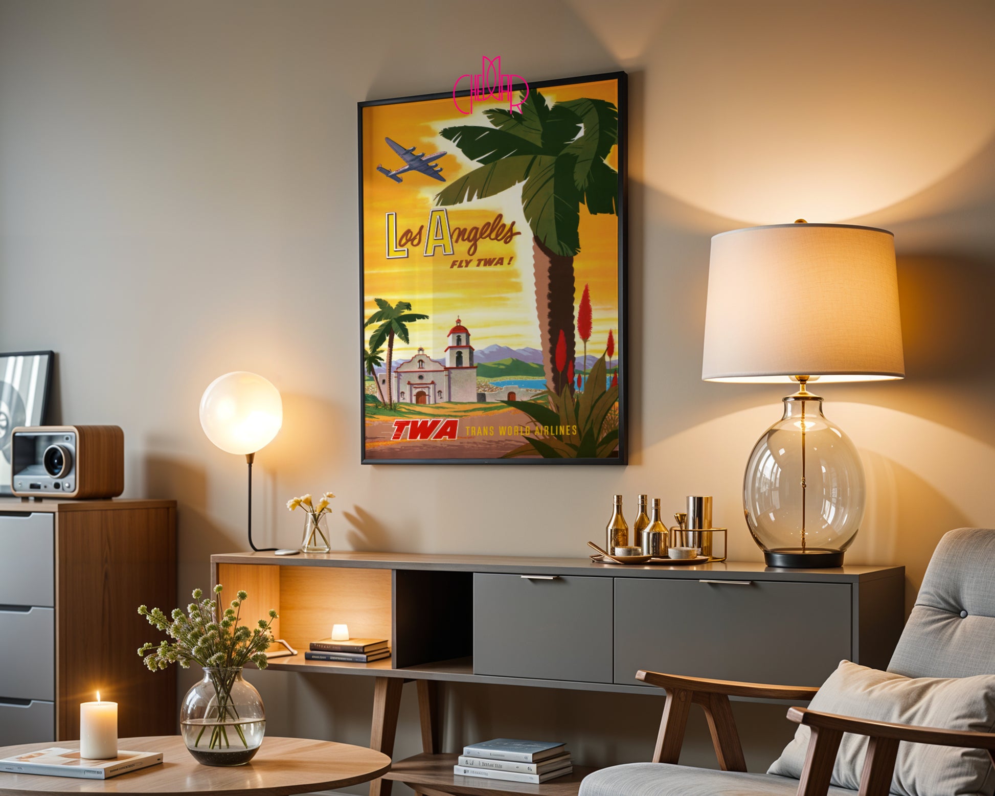 Poster Los Angeles – Fly TWA, Vintage, Retro, USA