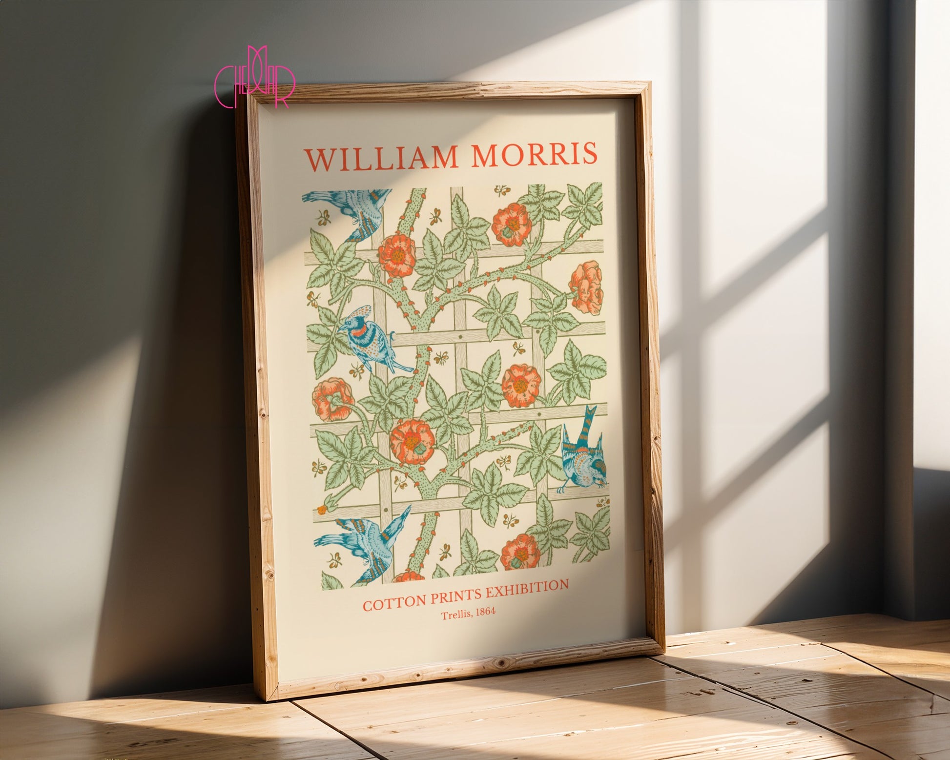 Poster William Morris – Cotton Prints Exhibition, Trellis, 1864