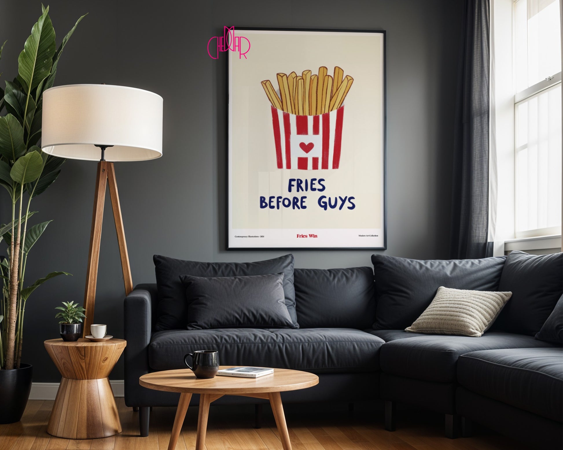 Fries Before Guys poster - Fries Win, contemporary art, modernism