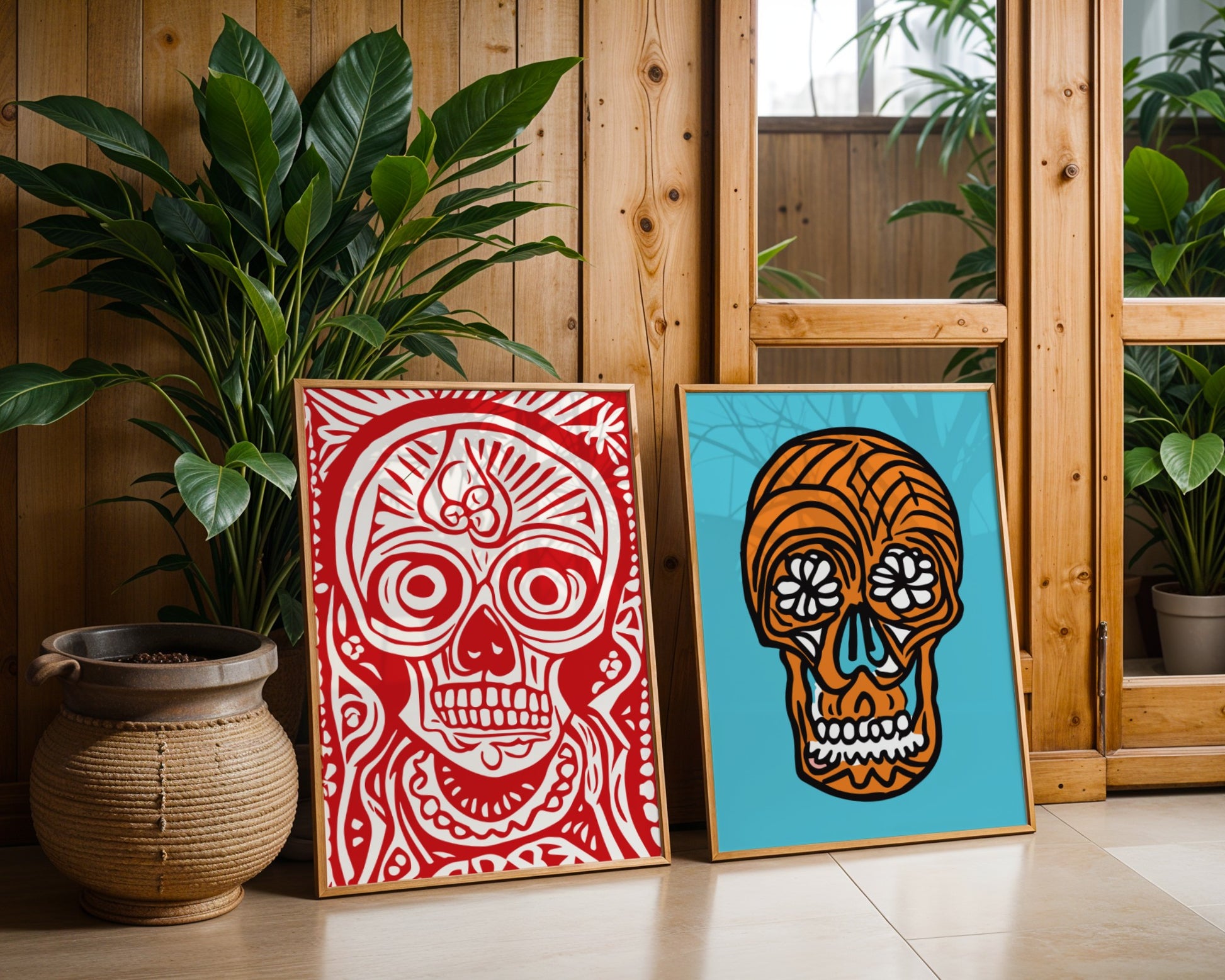 Mexican cultural icon poster, Day of the Dead skull, Mexico