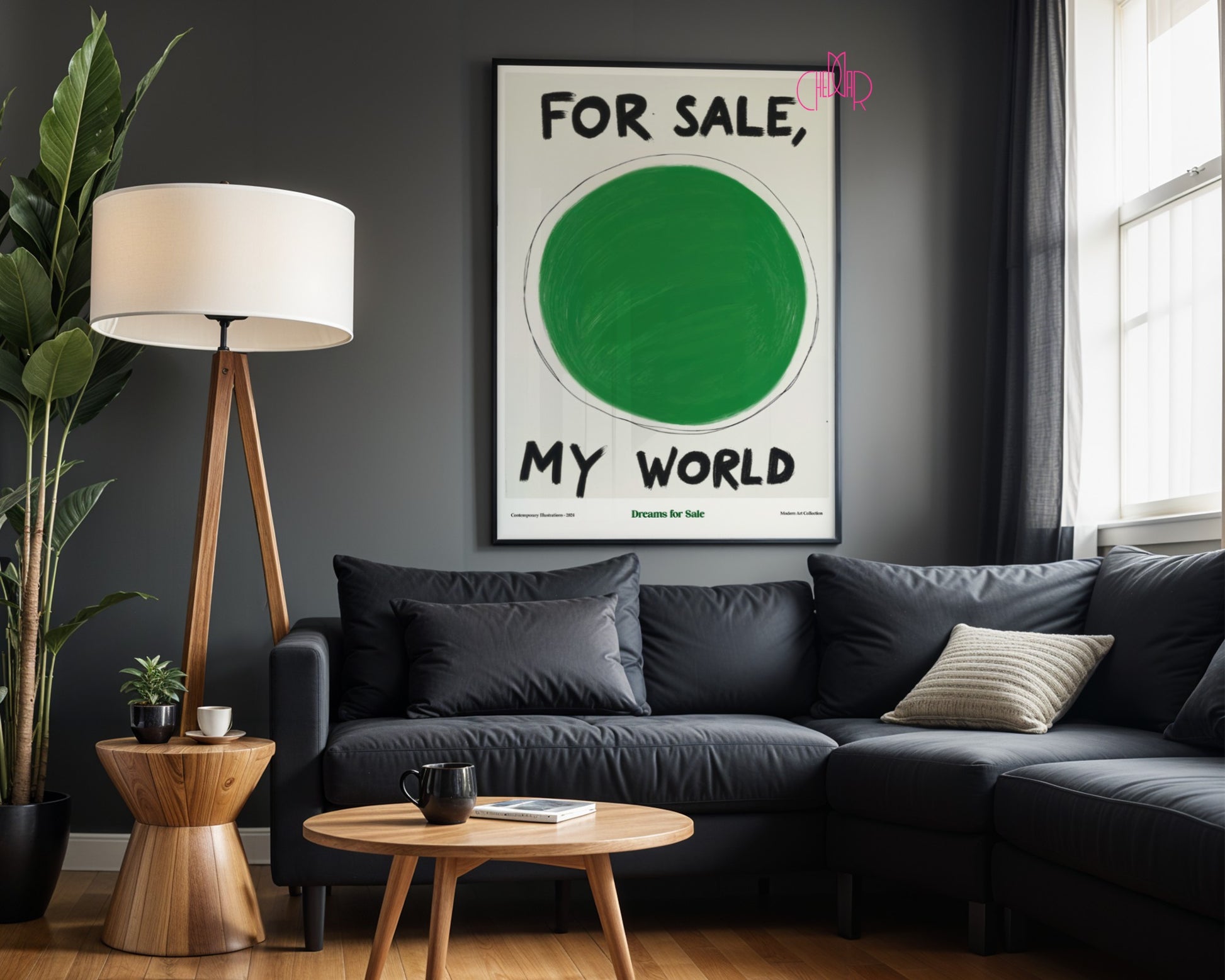 Humorous poster "My World for Sale" - contemporary, modernism