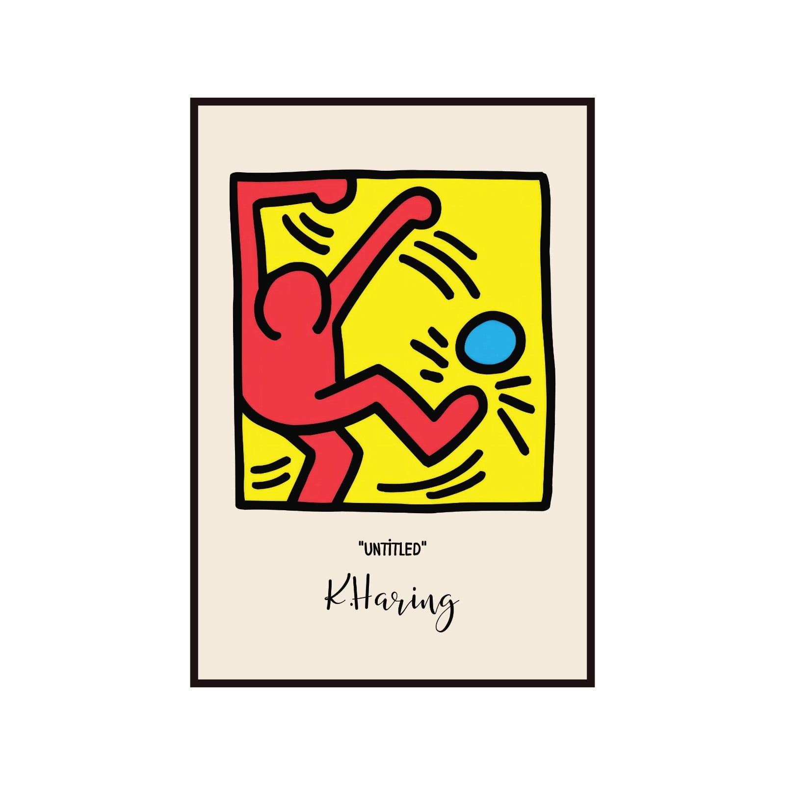 Keith Haring Untitled poster, figure with ball, street art, pop art