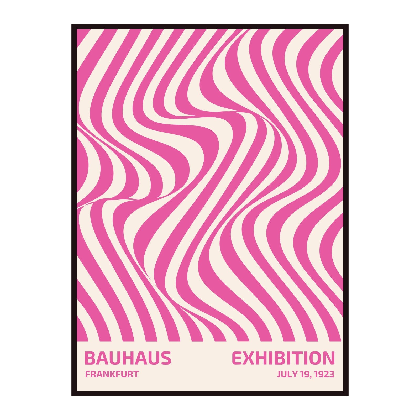 Bauhaus Poster – Pink Abstract Lines on a Beige Background, Exhibition 1919