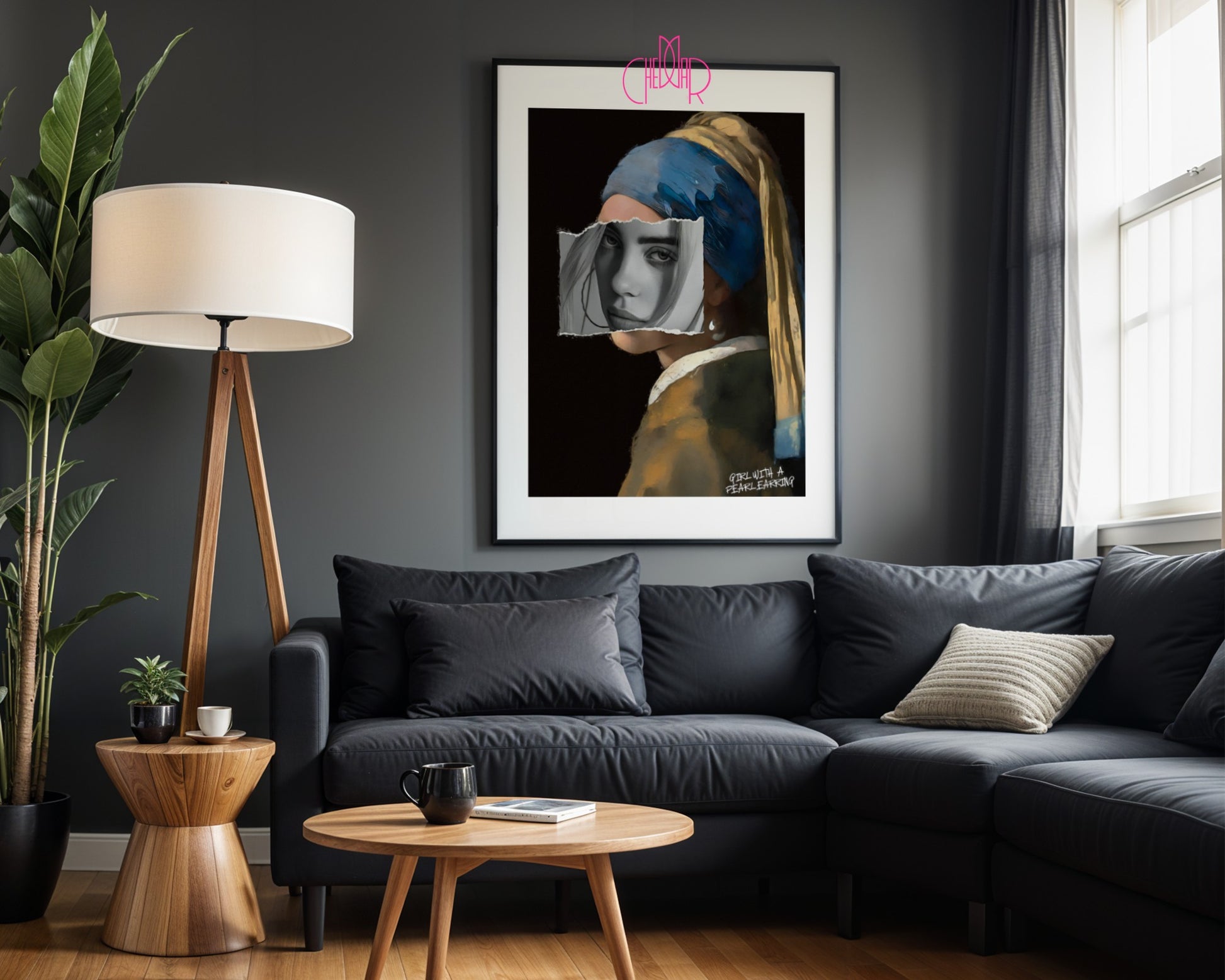 "Girl with a Pearl Earring" poster, Jan Vermeer, contemporary art, avant-garde