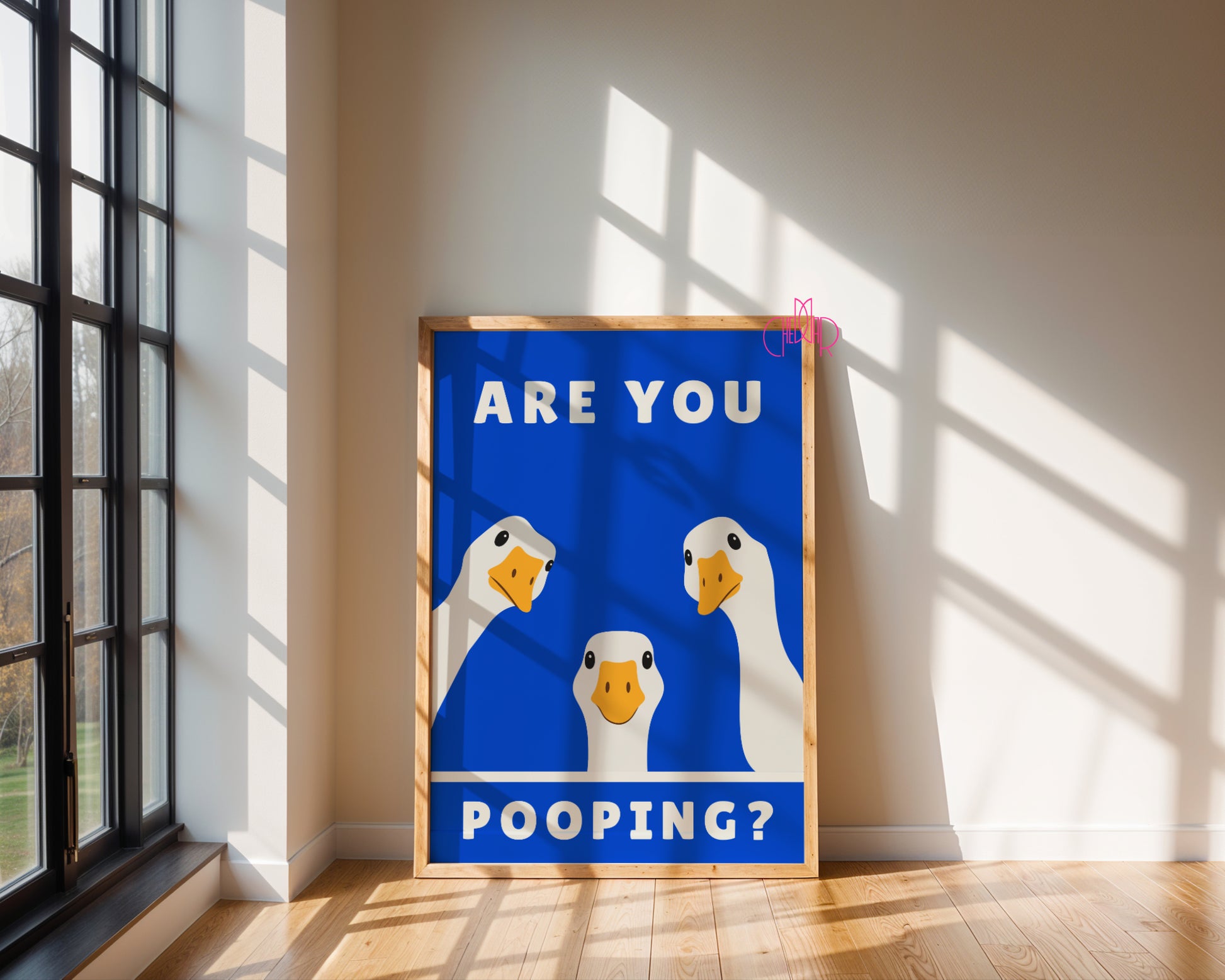Funny "Are You Pooping?" poster with geese