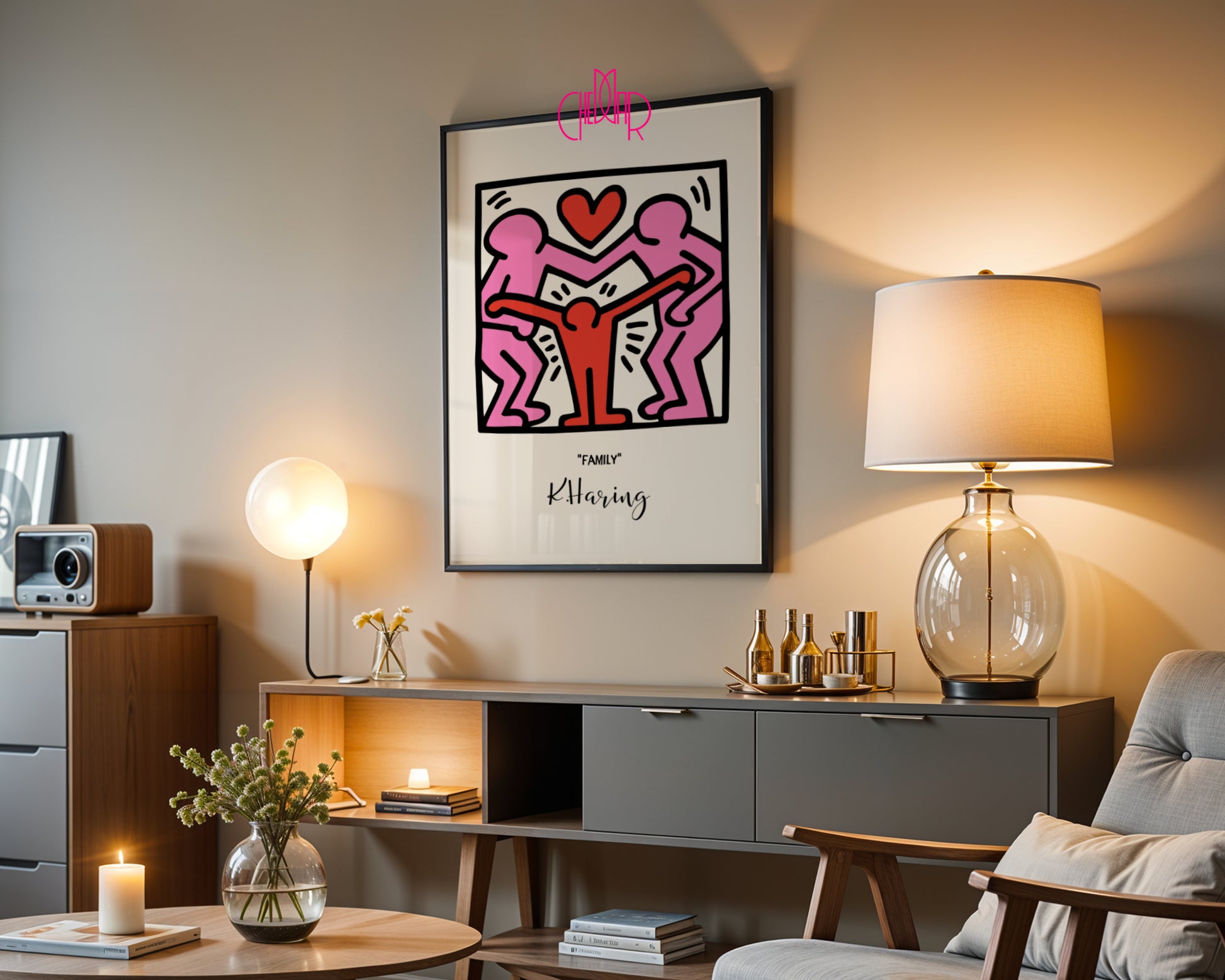 Keith Haring Family poster, family, street art, pop art