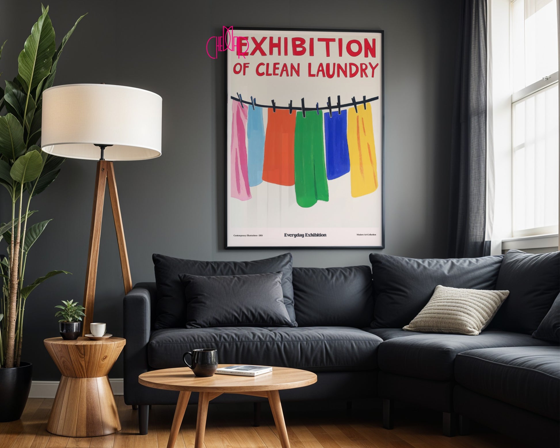 Poster Clean Laundry Exhibition, contemporary art, modernism