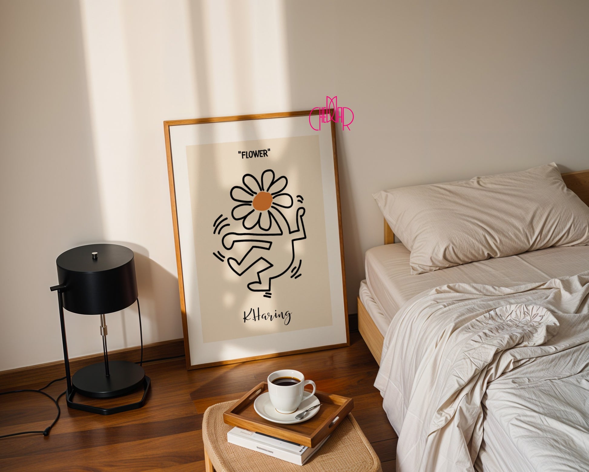 Keith Haring Flower poster, flower, street art, pop art, modernism