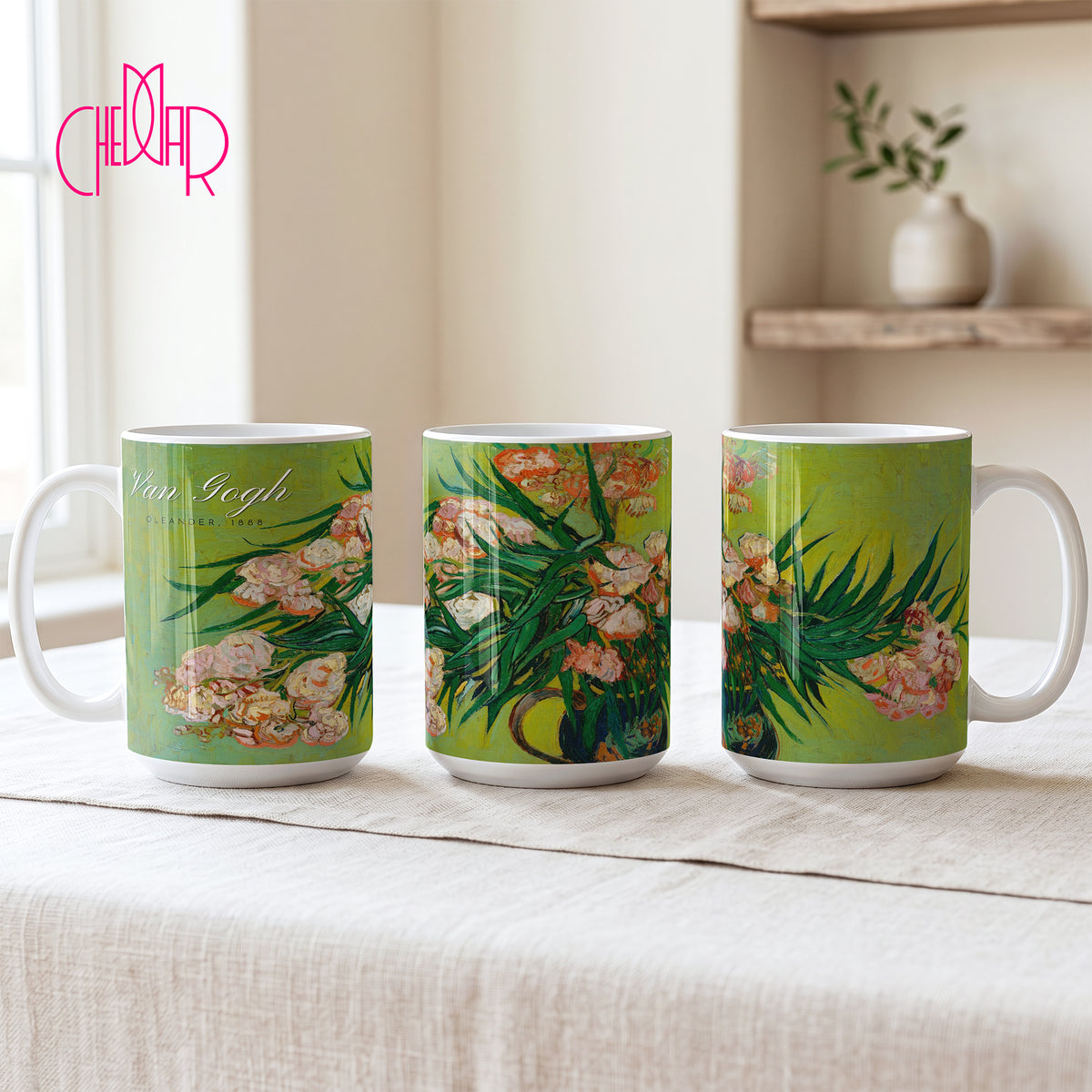 Van Gogh Oleanders - Ceramic Art Coffee Mug | CheddarArt