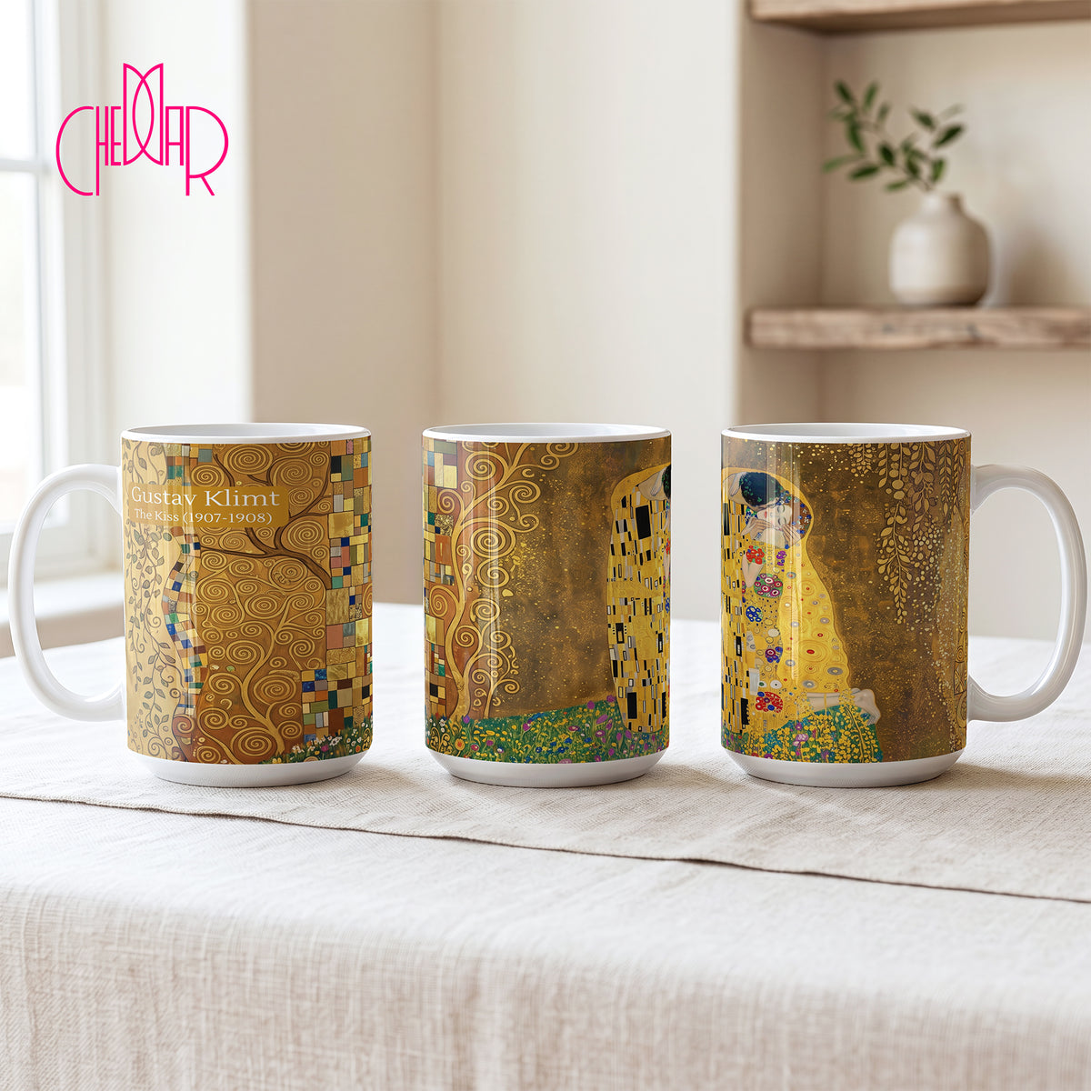 Gustav Klimt The Kiss (1907-1908) - Ceramic Art Coffee Mug | CheddarArt
