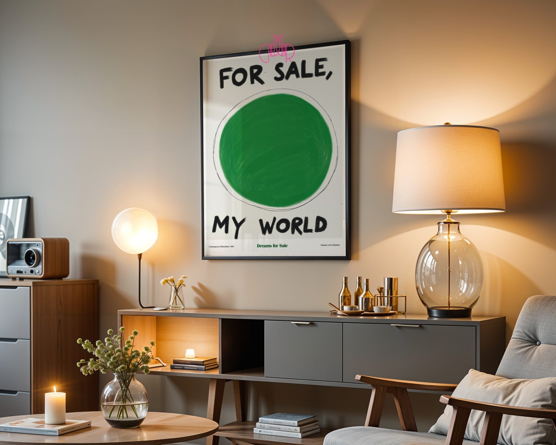 Humorous poster "My World for Sale" - contemporary, modernism