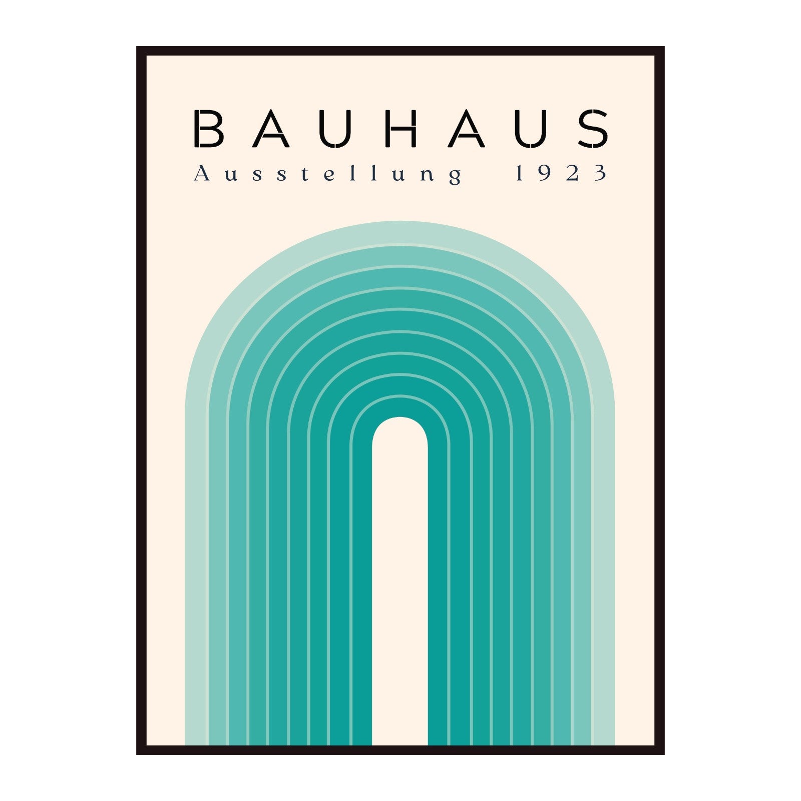 Bauhaus poster – Turquoise lines on a beige background, exhibition 1919