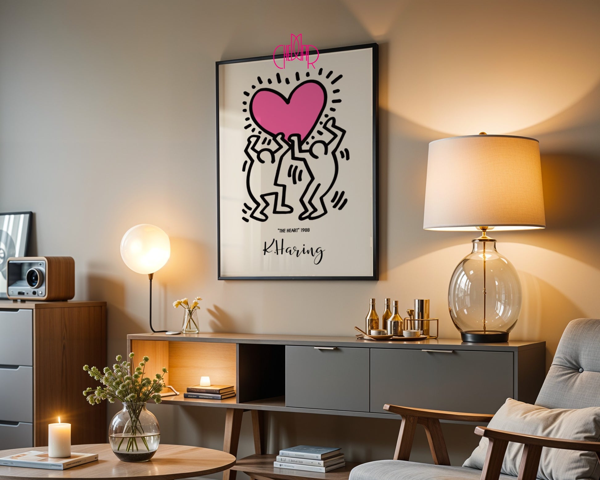 Keith Haring The Heart poster, heart 1988, street art, pop art 