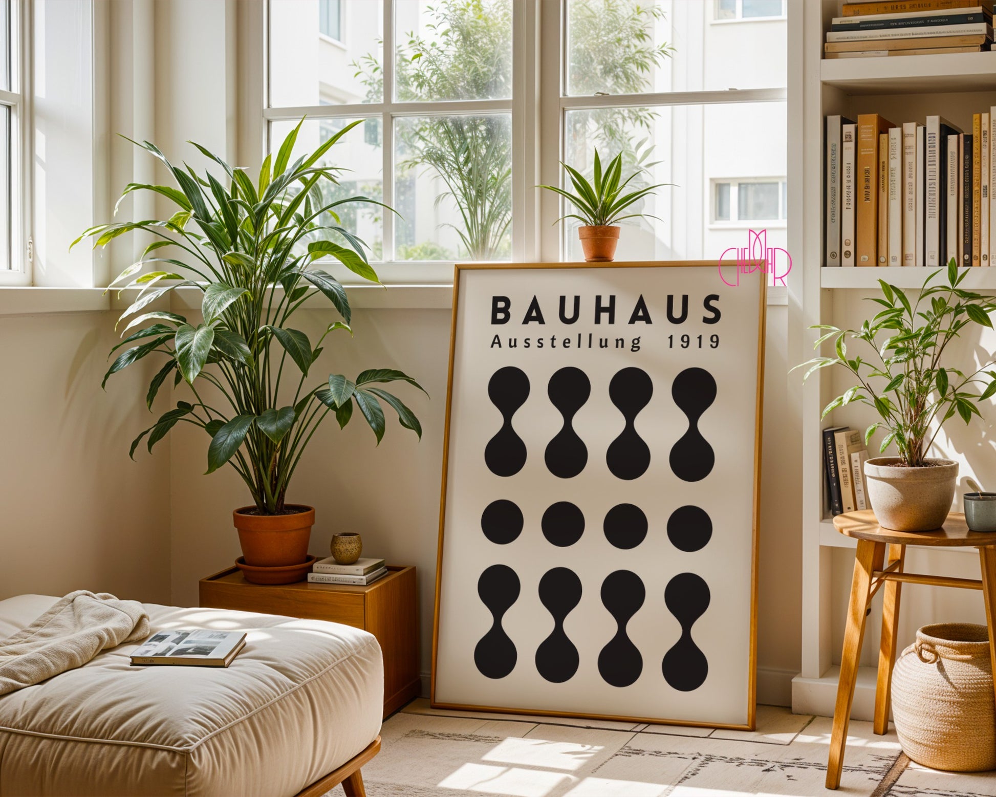 Bauhaus poster – Black dots on a beige background, exhibition 1919