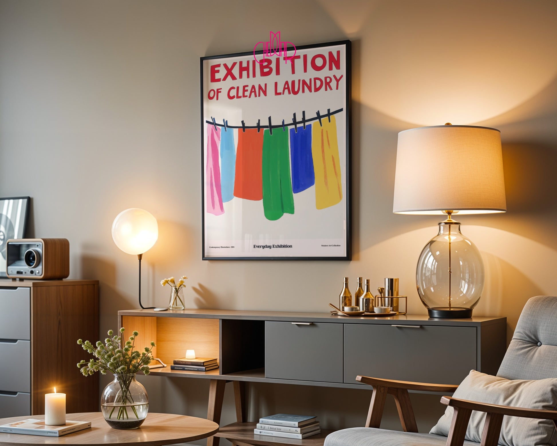 Poster Clean Laundry Exhibition, contemporary art, modernism