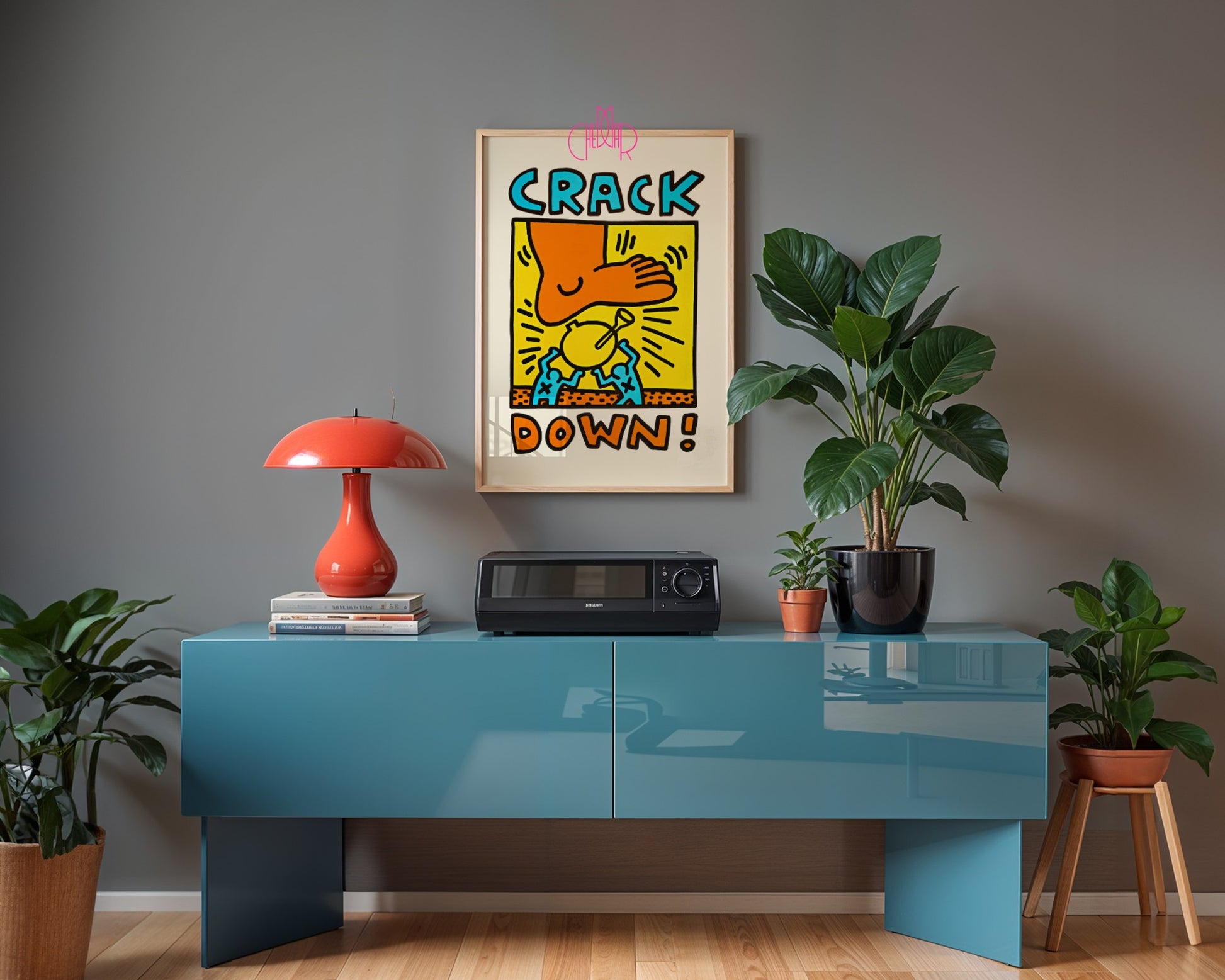Keith Haring Crack Down 1986 poster, street art, pop art
