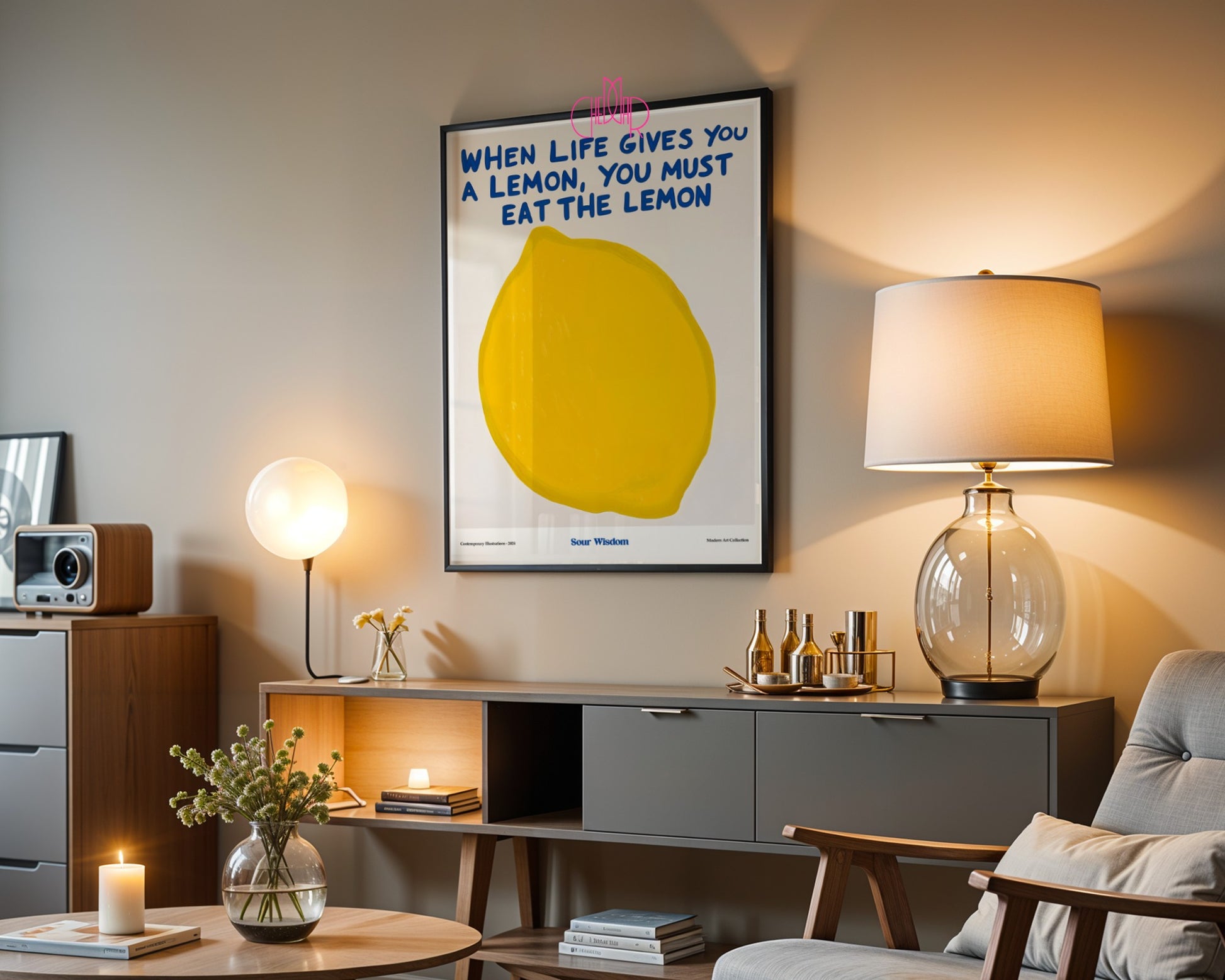 Eat a Lemon poster, bitter truth, modernism, contemporary times